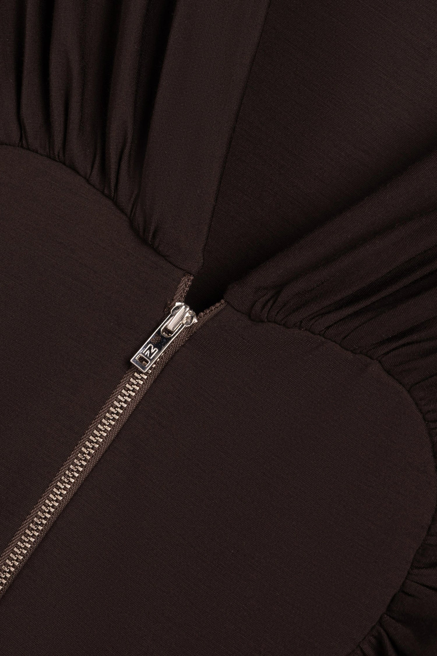 Ruffle Trim Zip Front Blouse