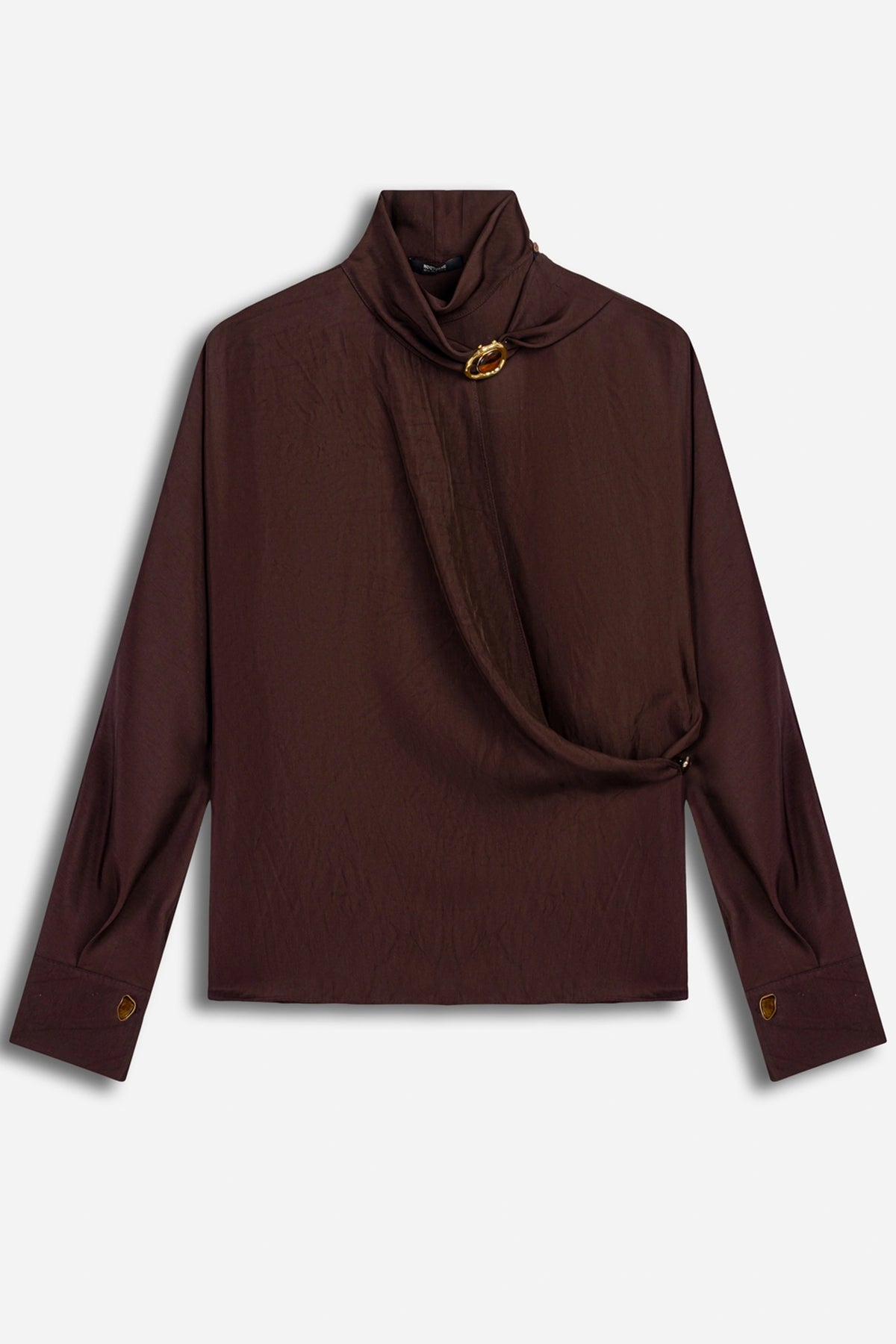 Stone Accessory Stand Collar Blouse