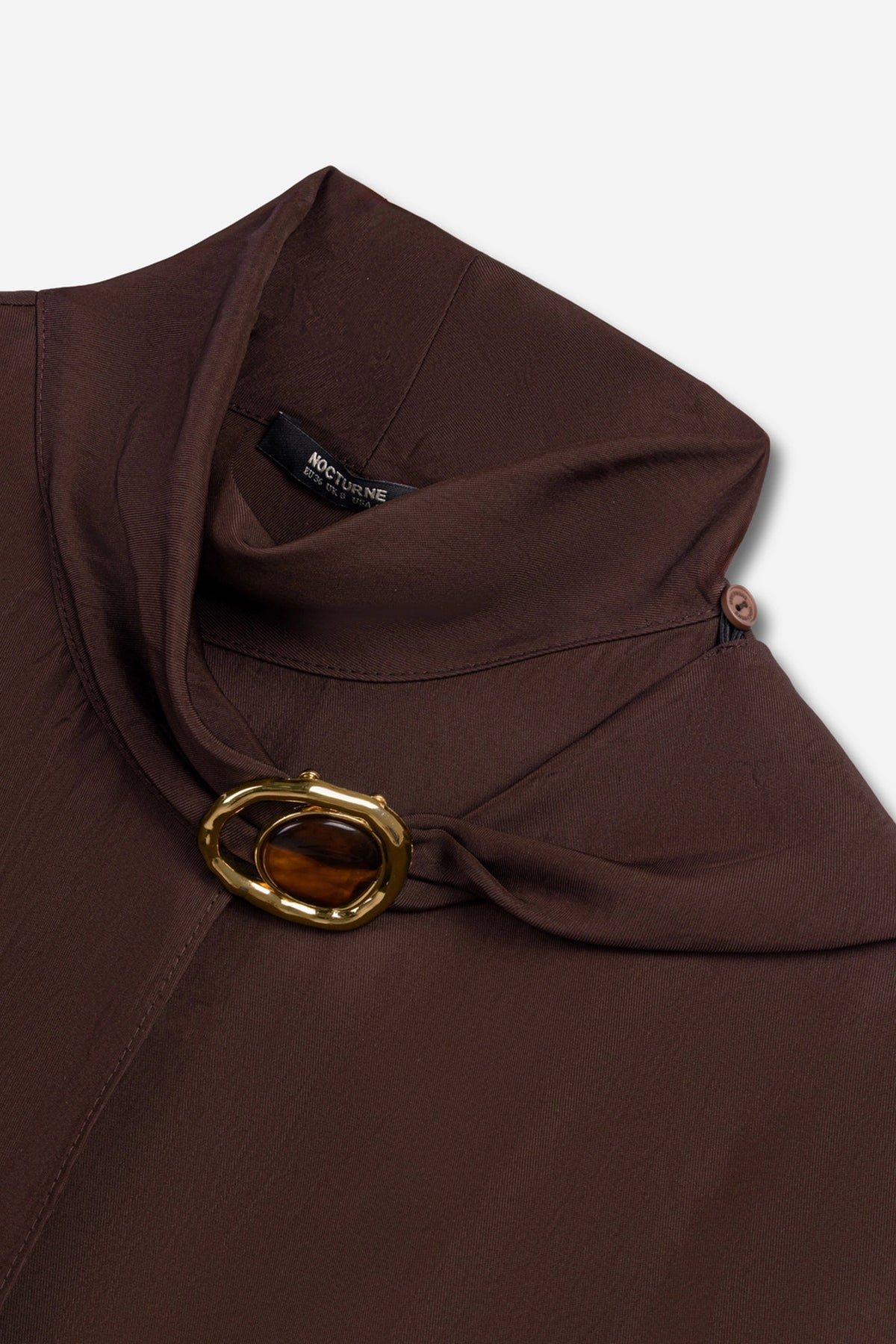 Stone Accessory Stand Collar Blouse