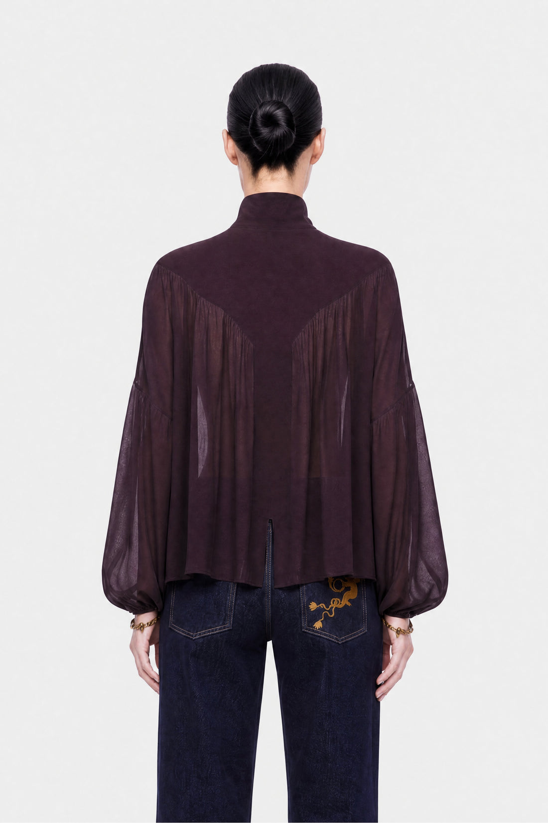 Gathered Sheer Blouse