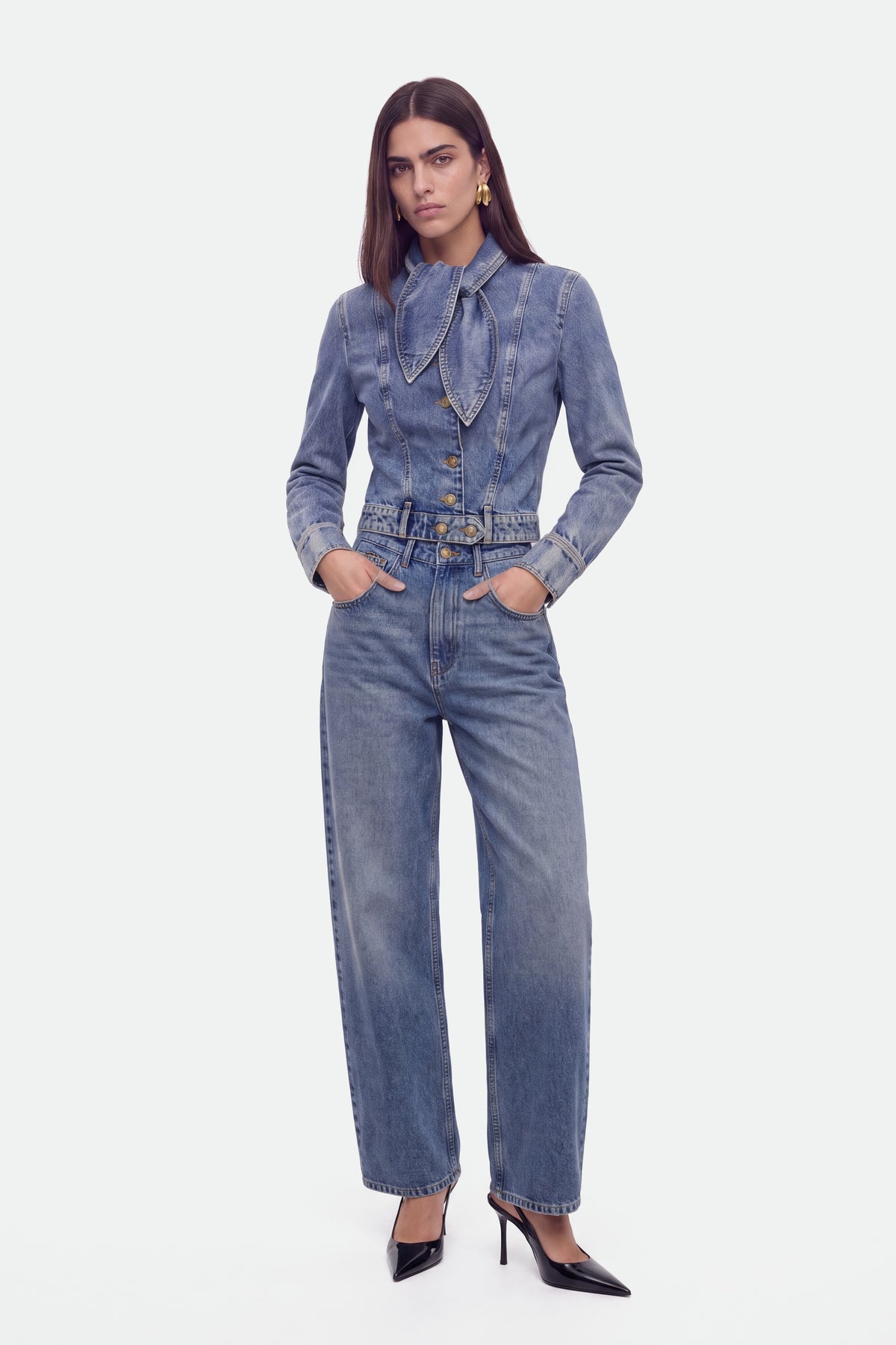 Collar Tie Denim Jacket
