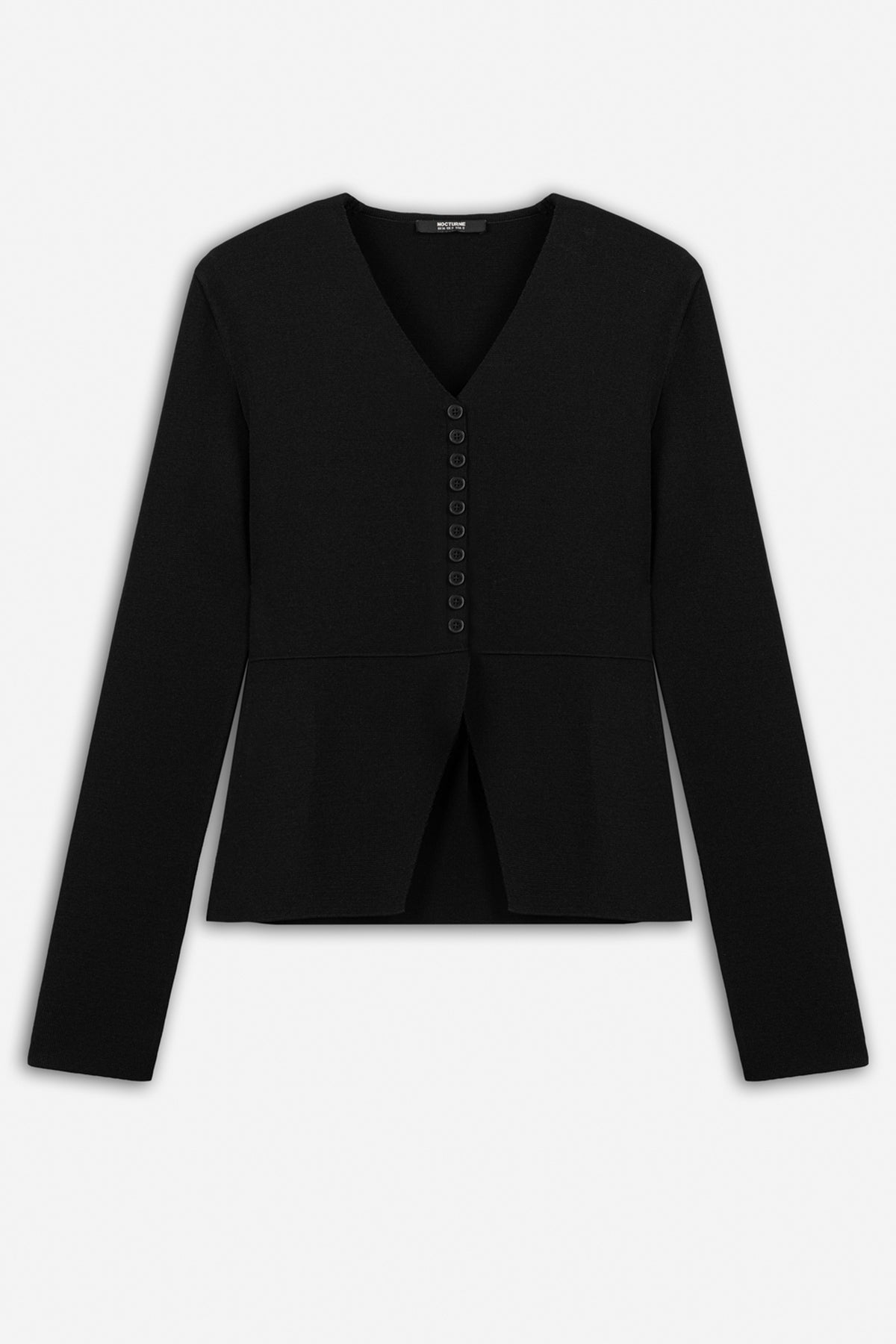 Button Detail V-Neck Knit Top