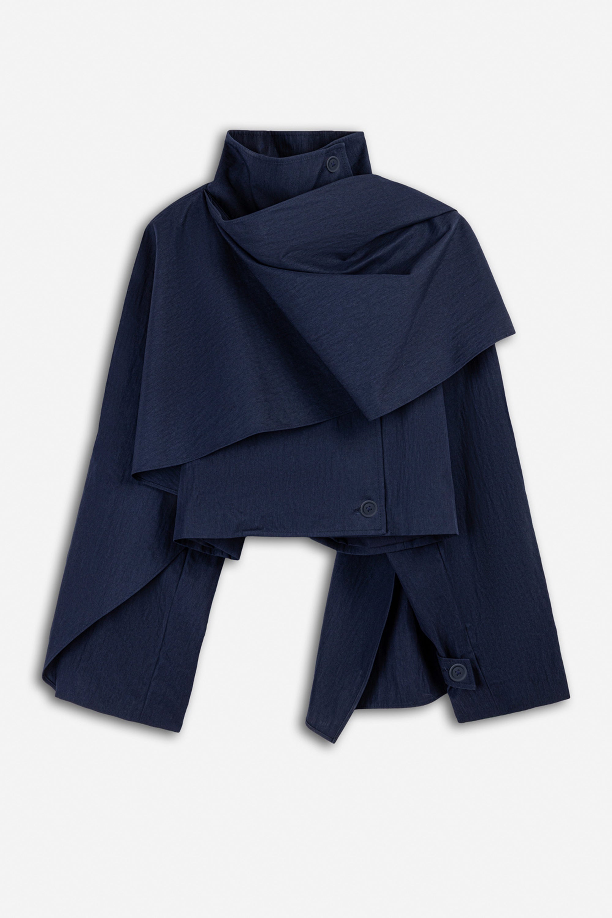 Shawl Detail Stand Collar Trench Coat