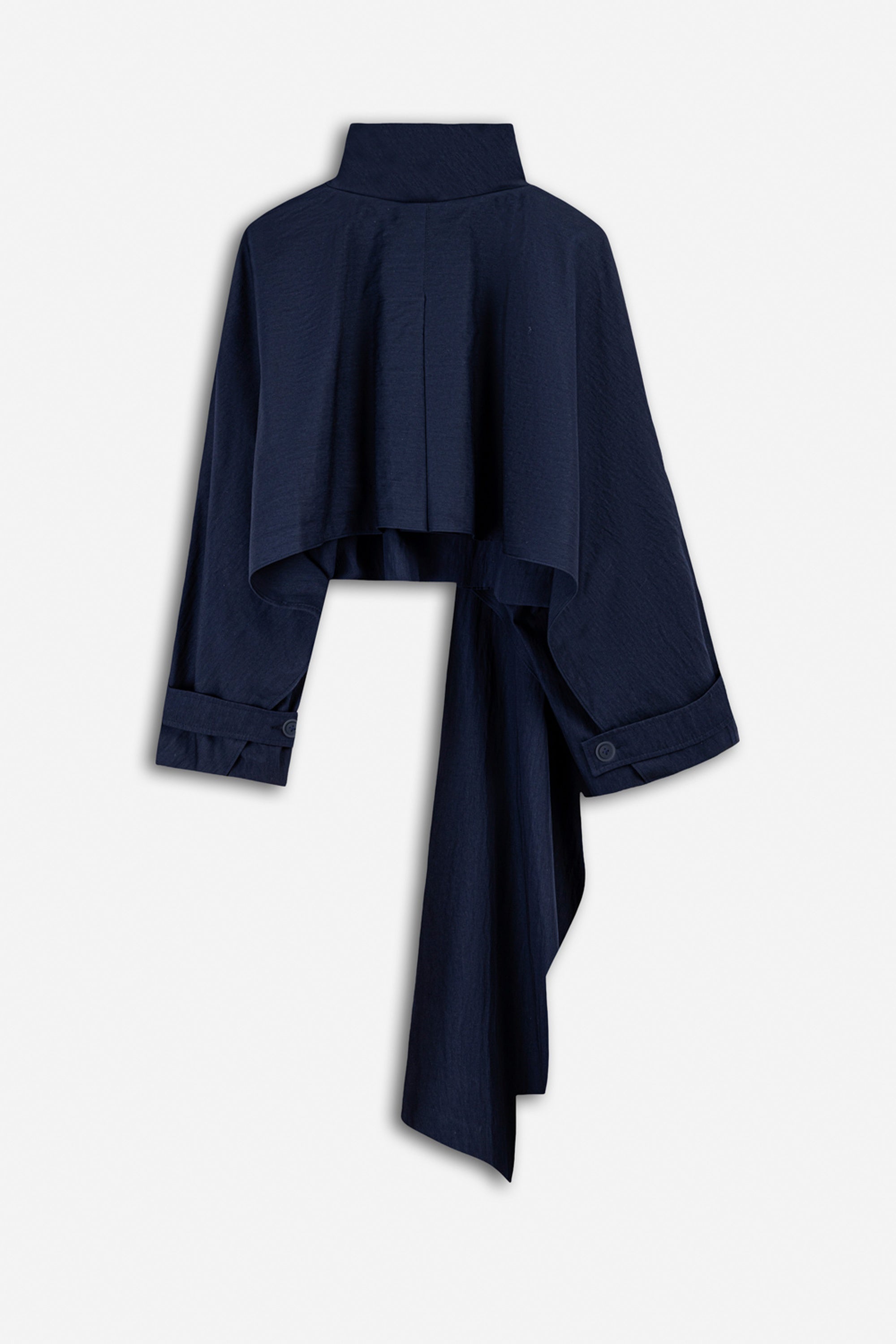 Shawl Detail Stand Collar Trench Coat