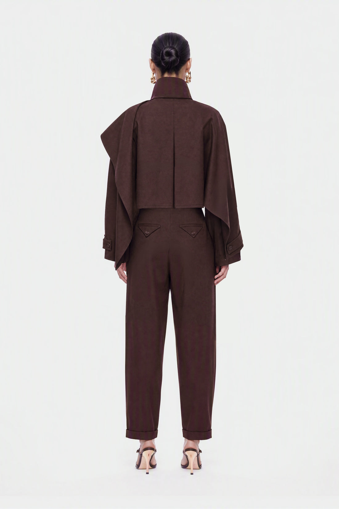 Shawl Detail Stand Collar Trench Coat