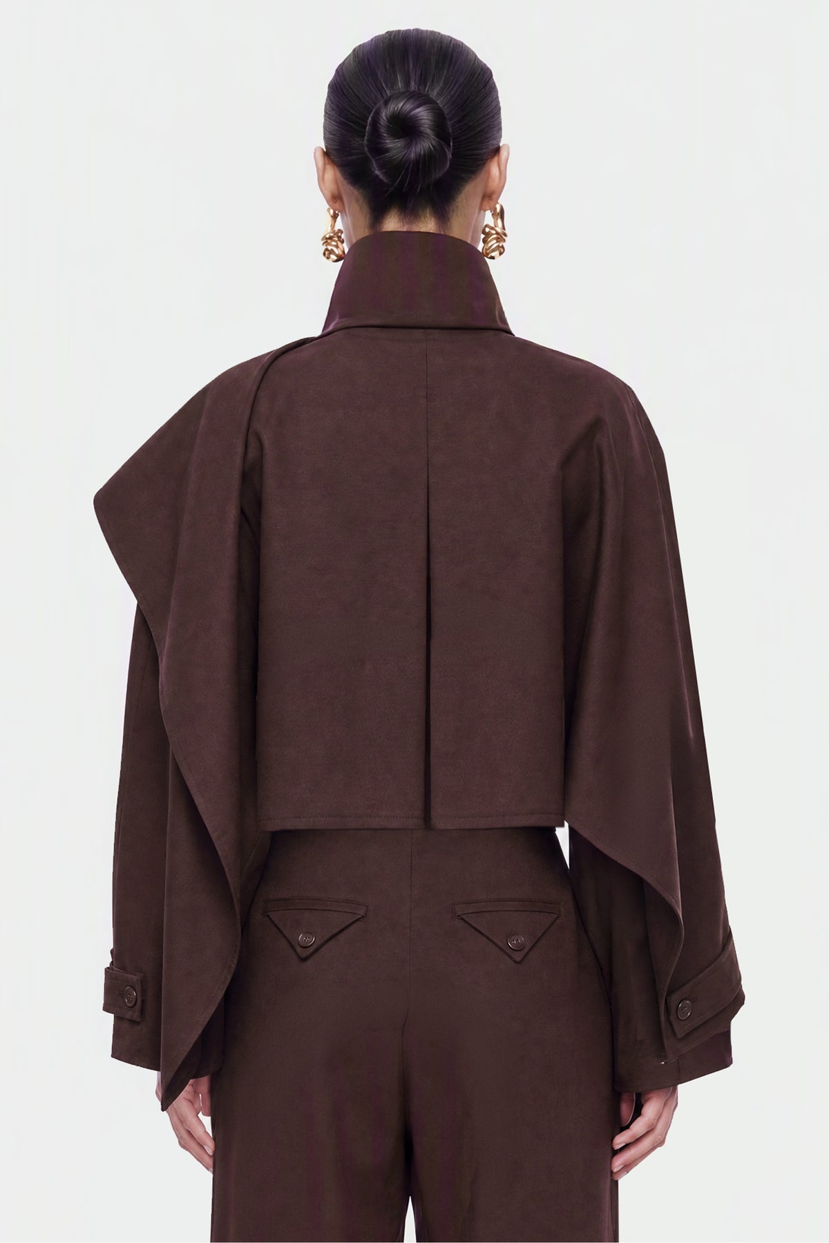 Shawl Detail Stand Collar Trench Coat