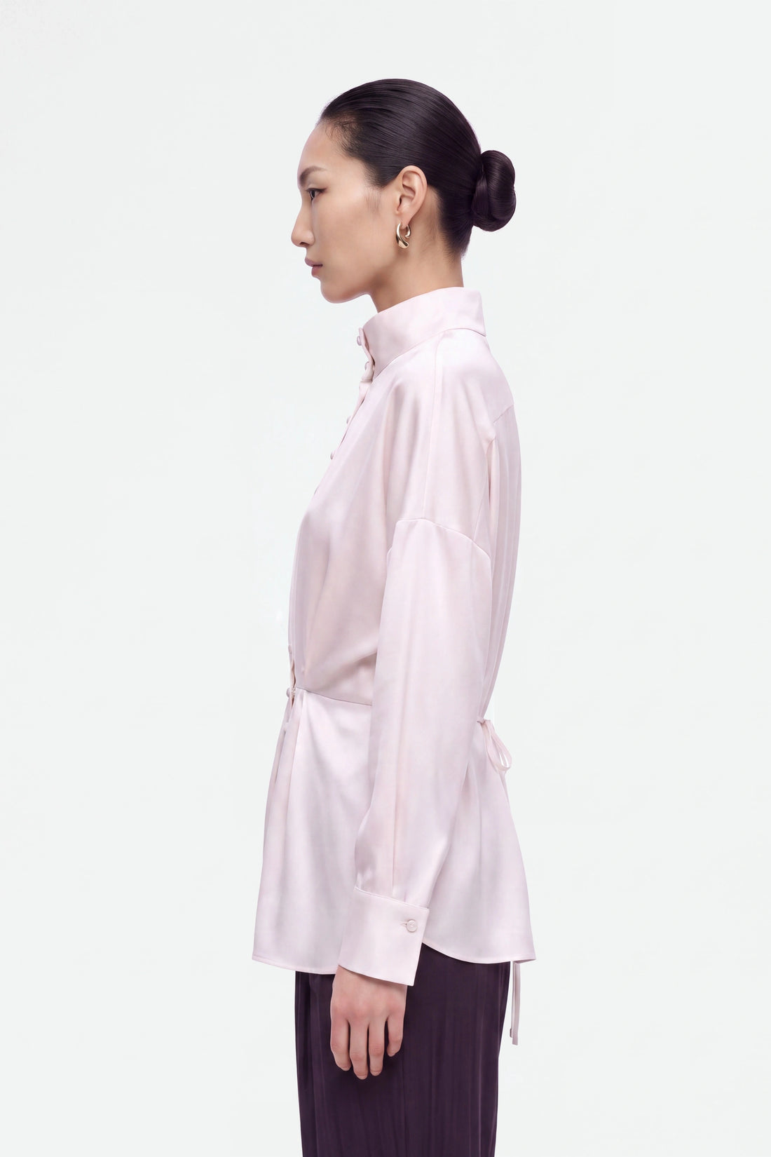 Tie Detail Stand Collar Shirt