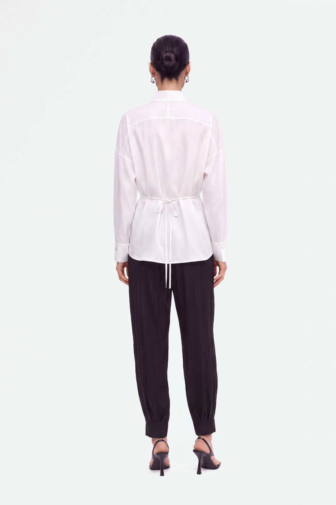Tie Detail Stand Collar Shirt