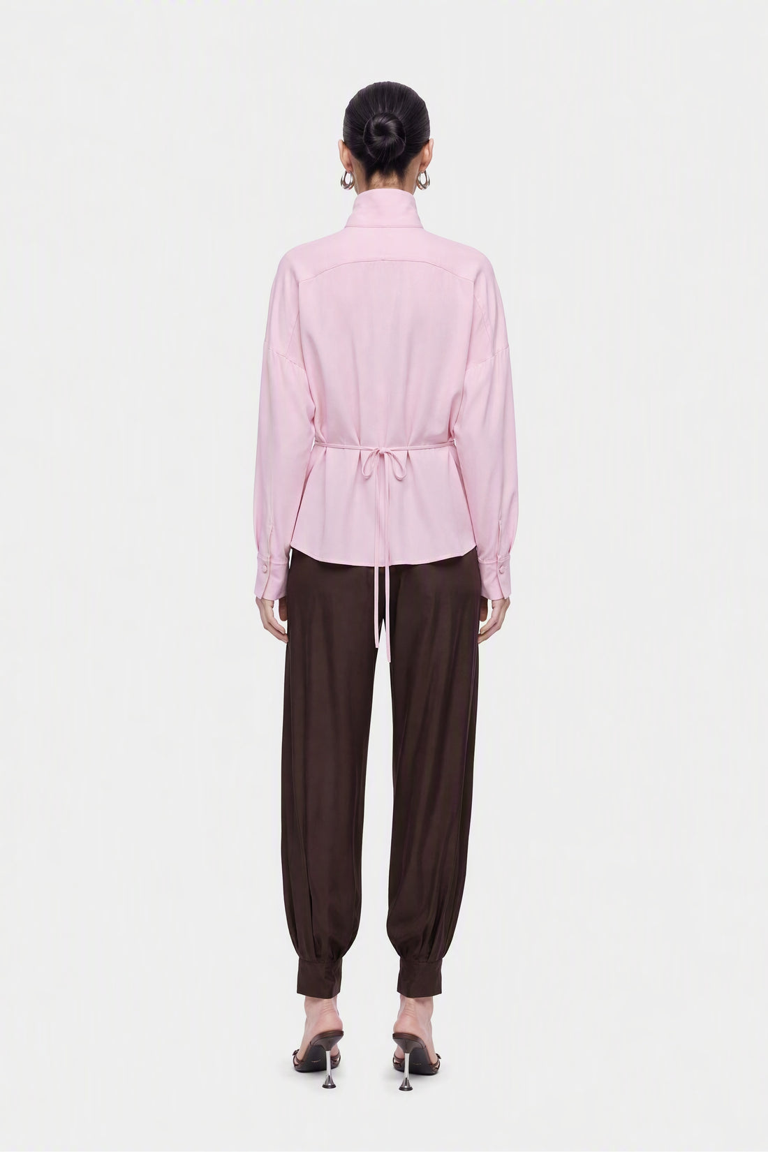 Tie Detail Stand Collar Shirt