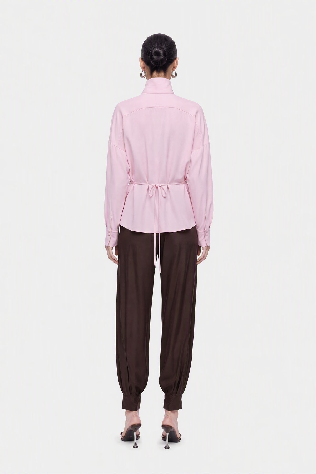 Tie Detail Stand Collar Shirt