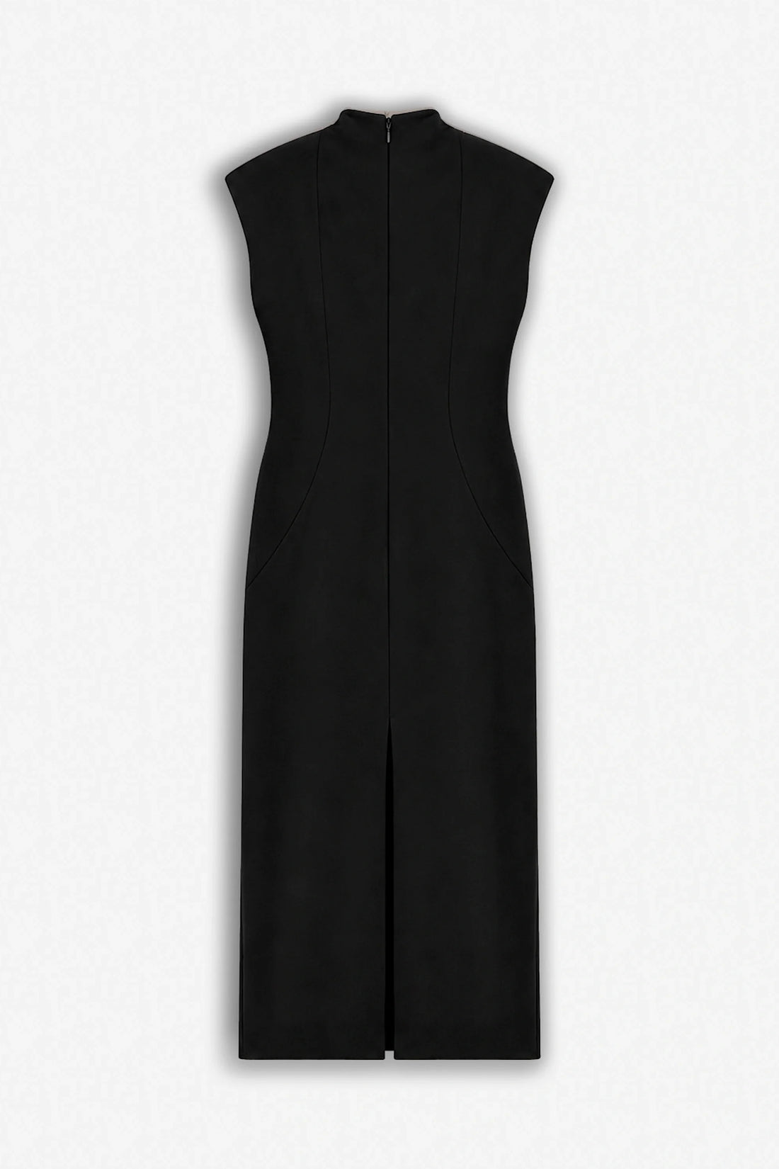 Padded Shoulder Button Detail Maxi Dress