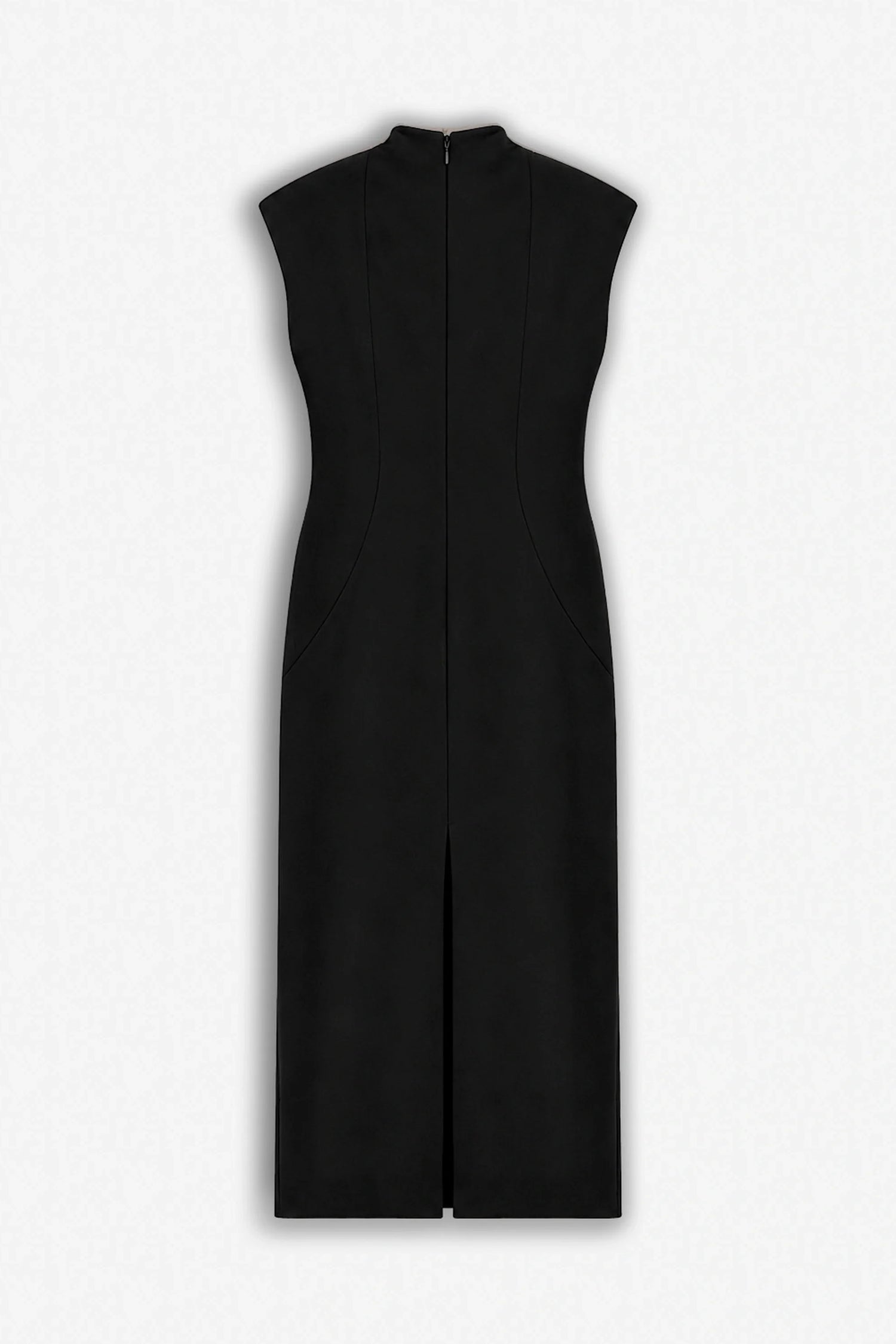 Padded Shoulder Button Detail Maxi Dress