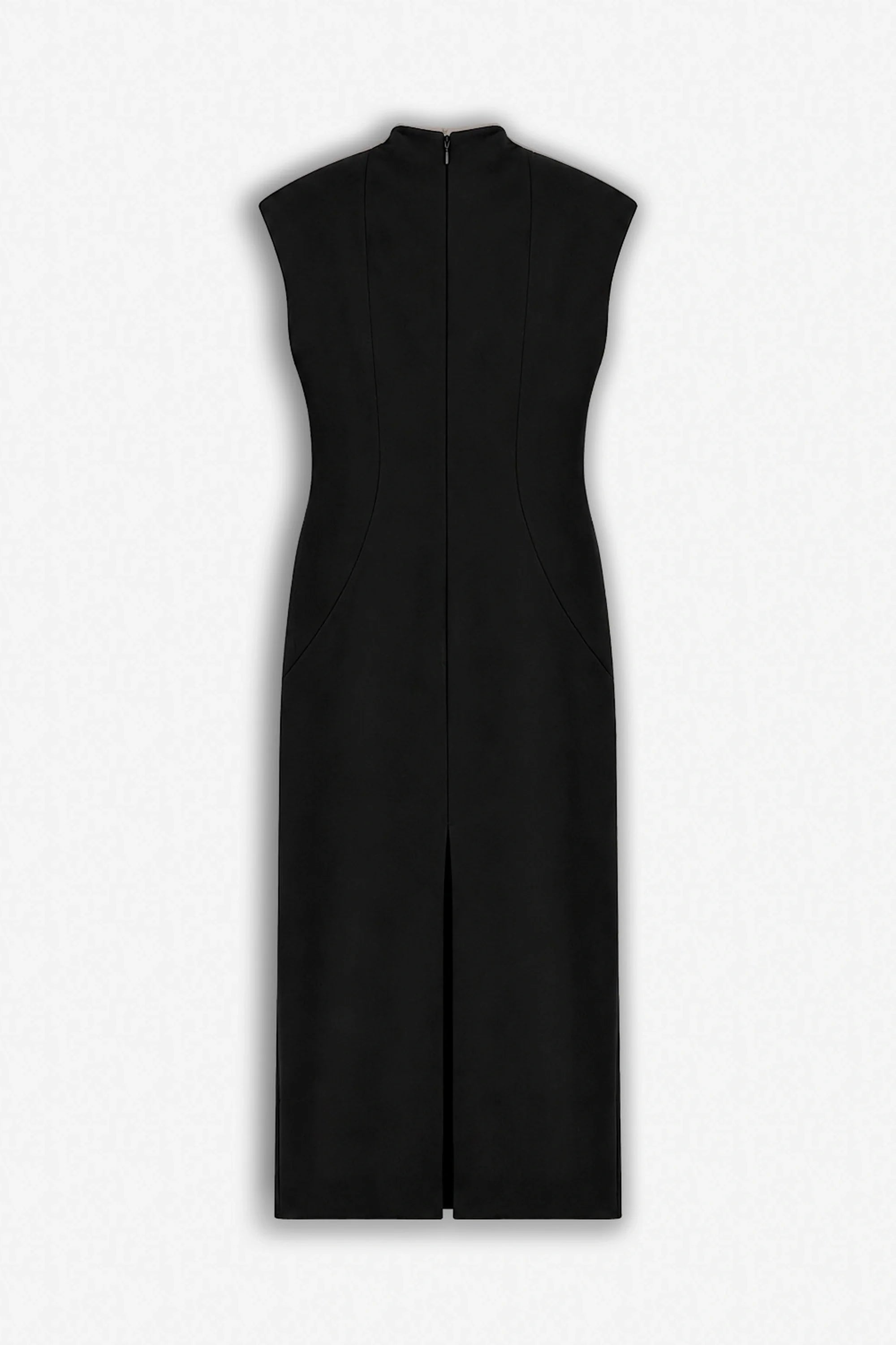 Padded Shoulder Button Detail Maxi Dress