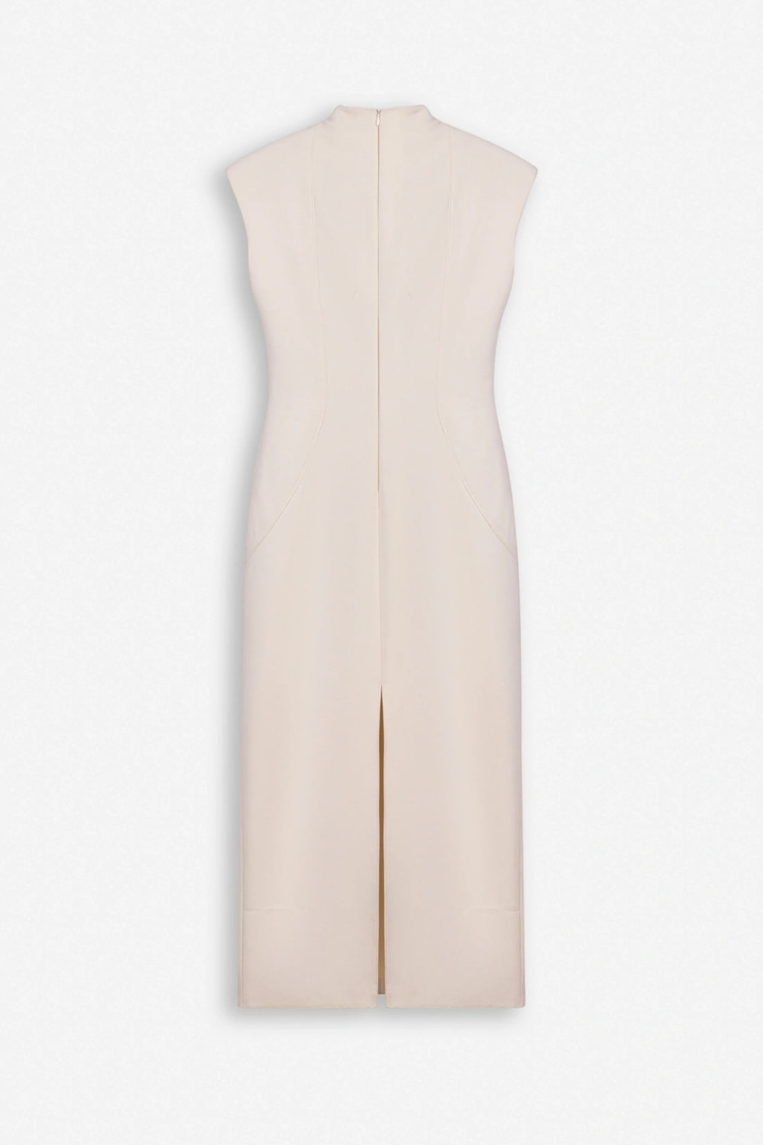 Padded Shoulder Button Detail Maxi Dress