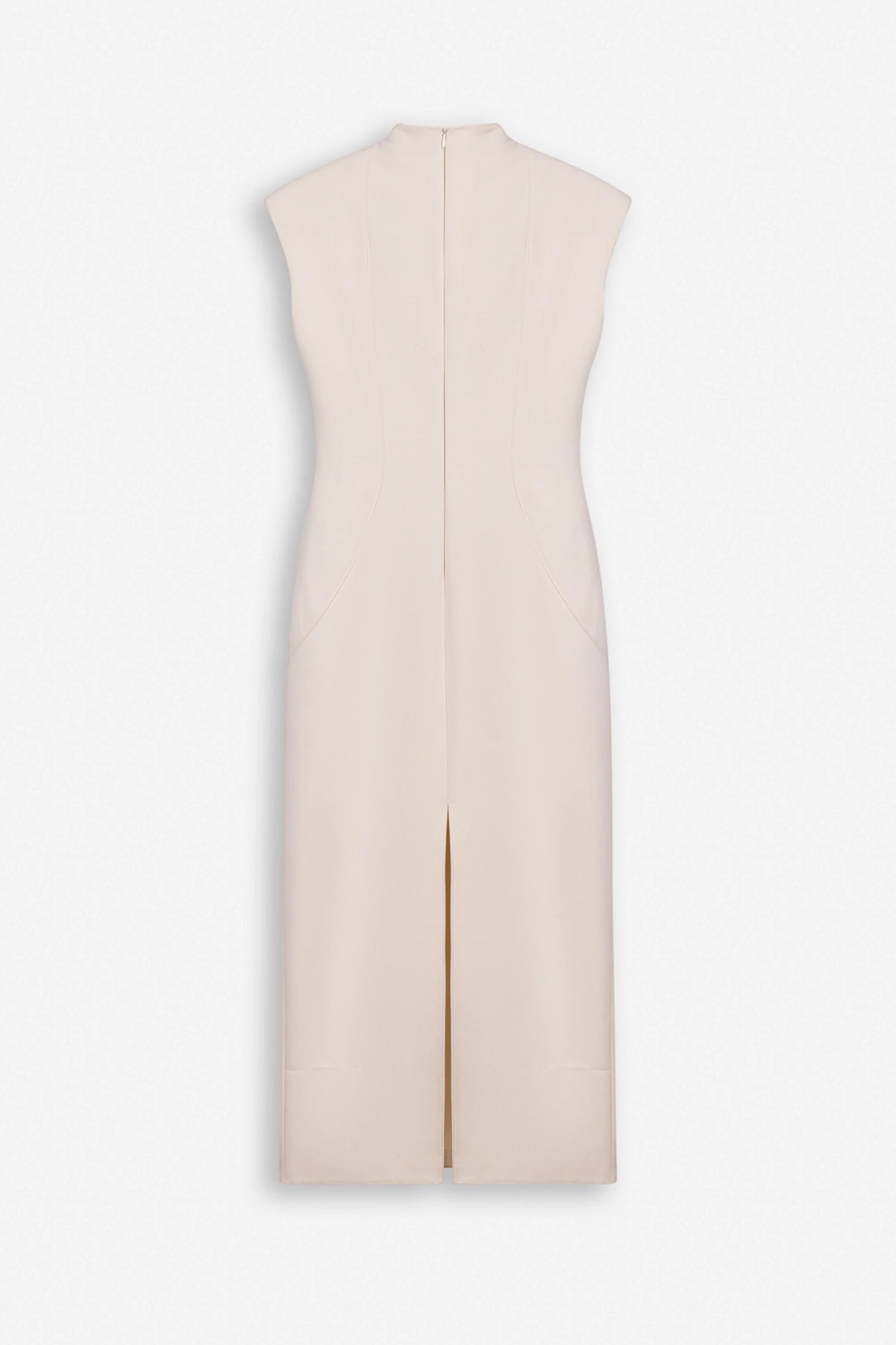 Padded Shoulder Button Detail Maxi Dress