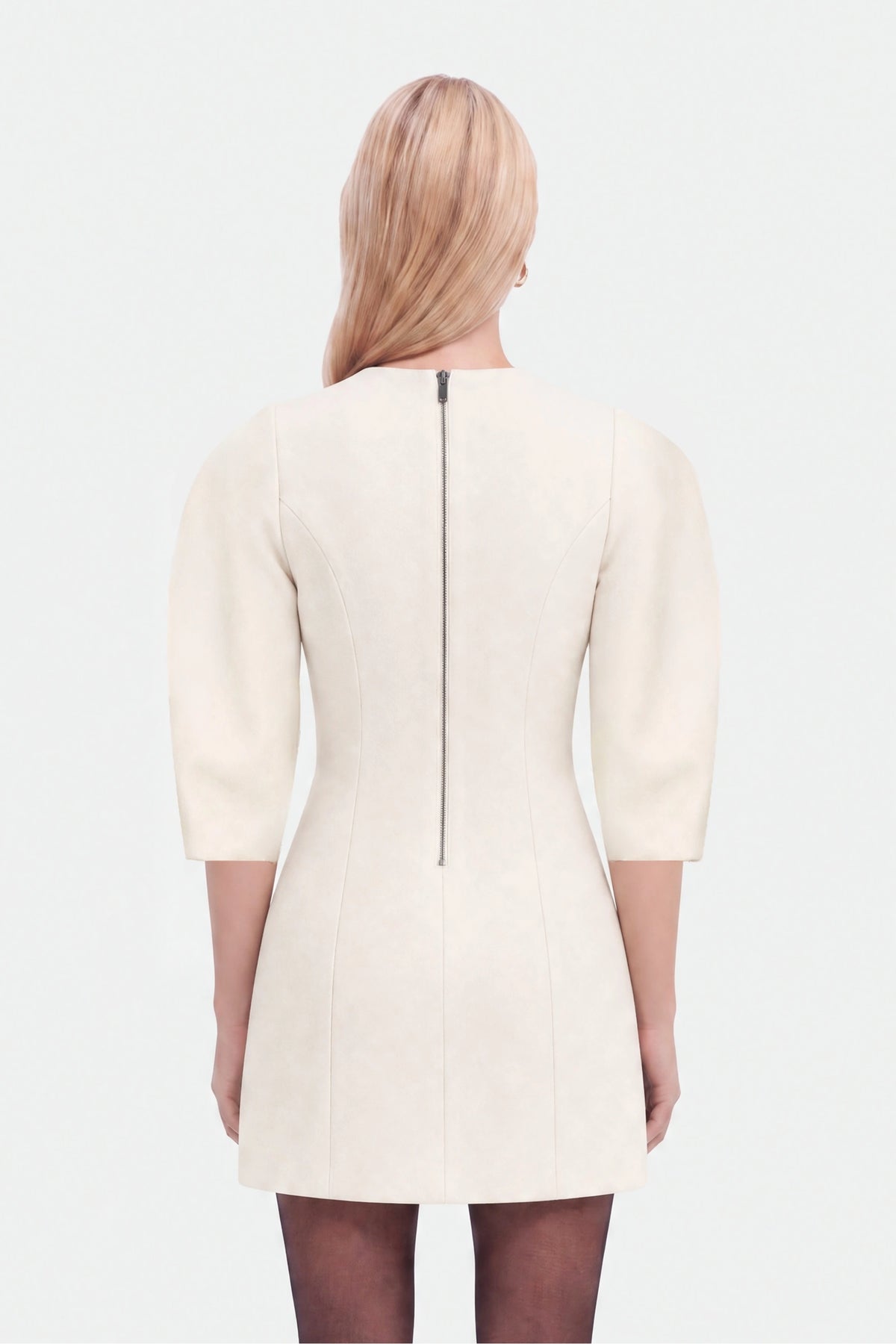 Balloon Sleeve Seam Detail Mini Dress