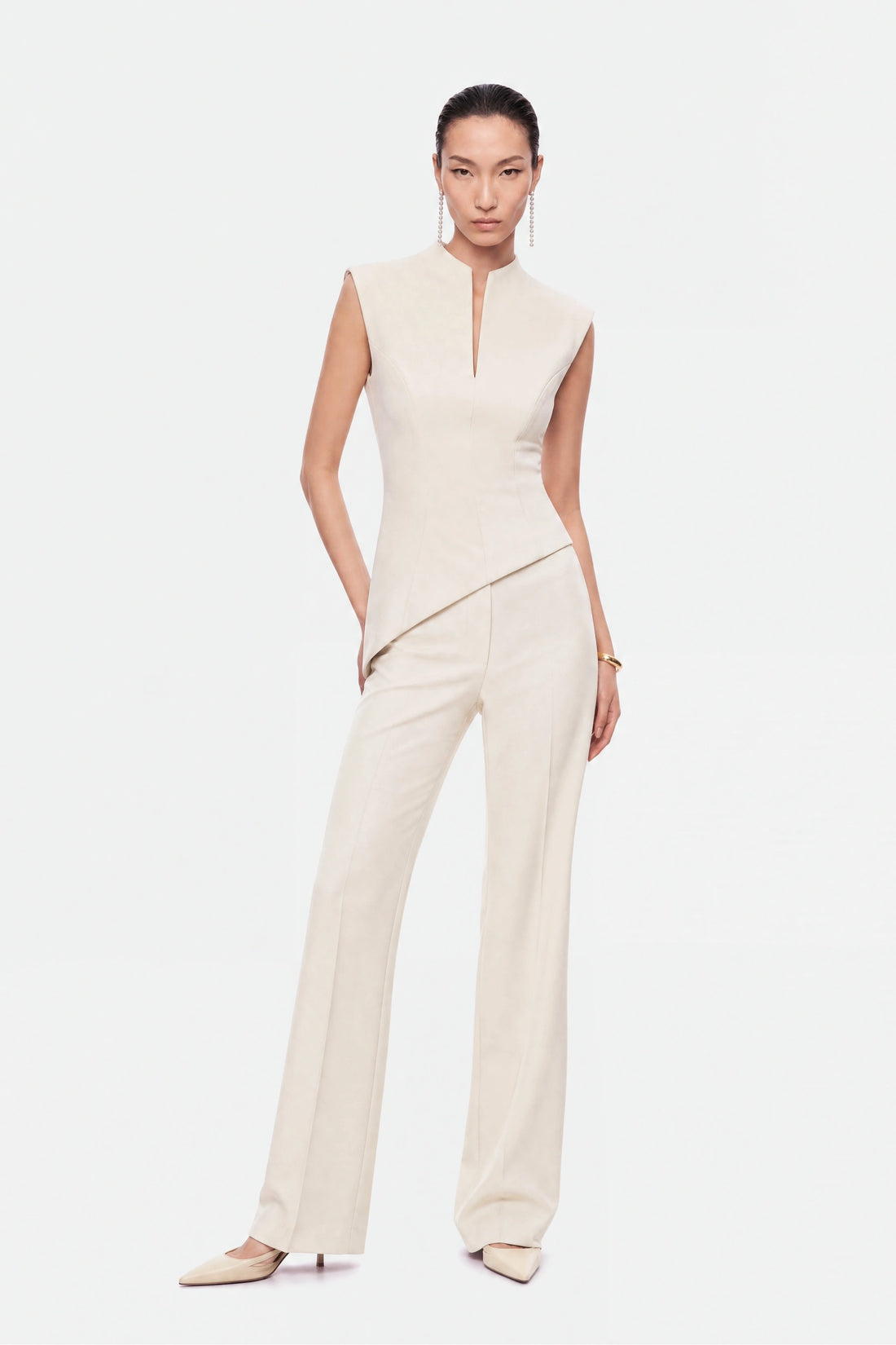 High Waist Slit Hem Trousers