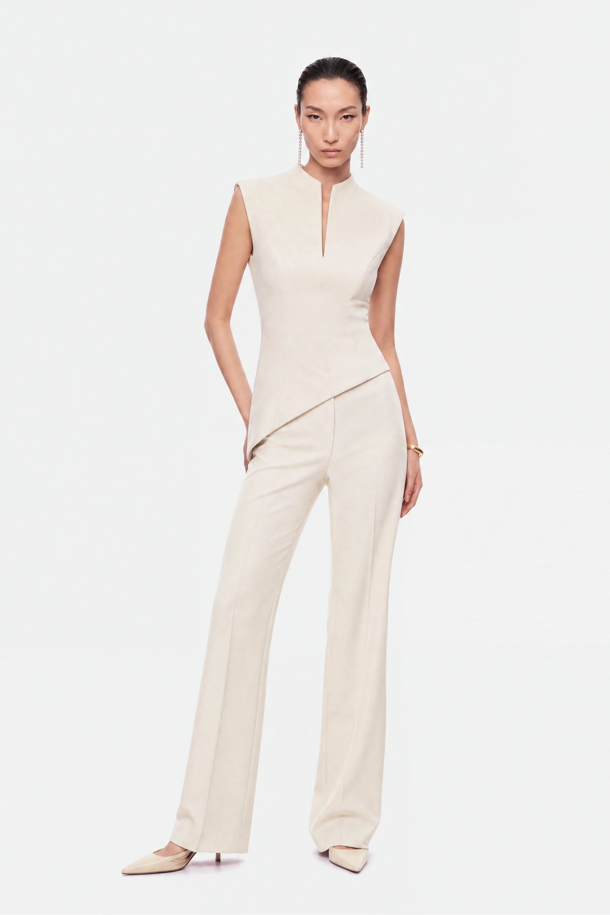 High Waist Slit Hem Trousers