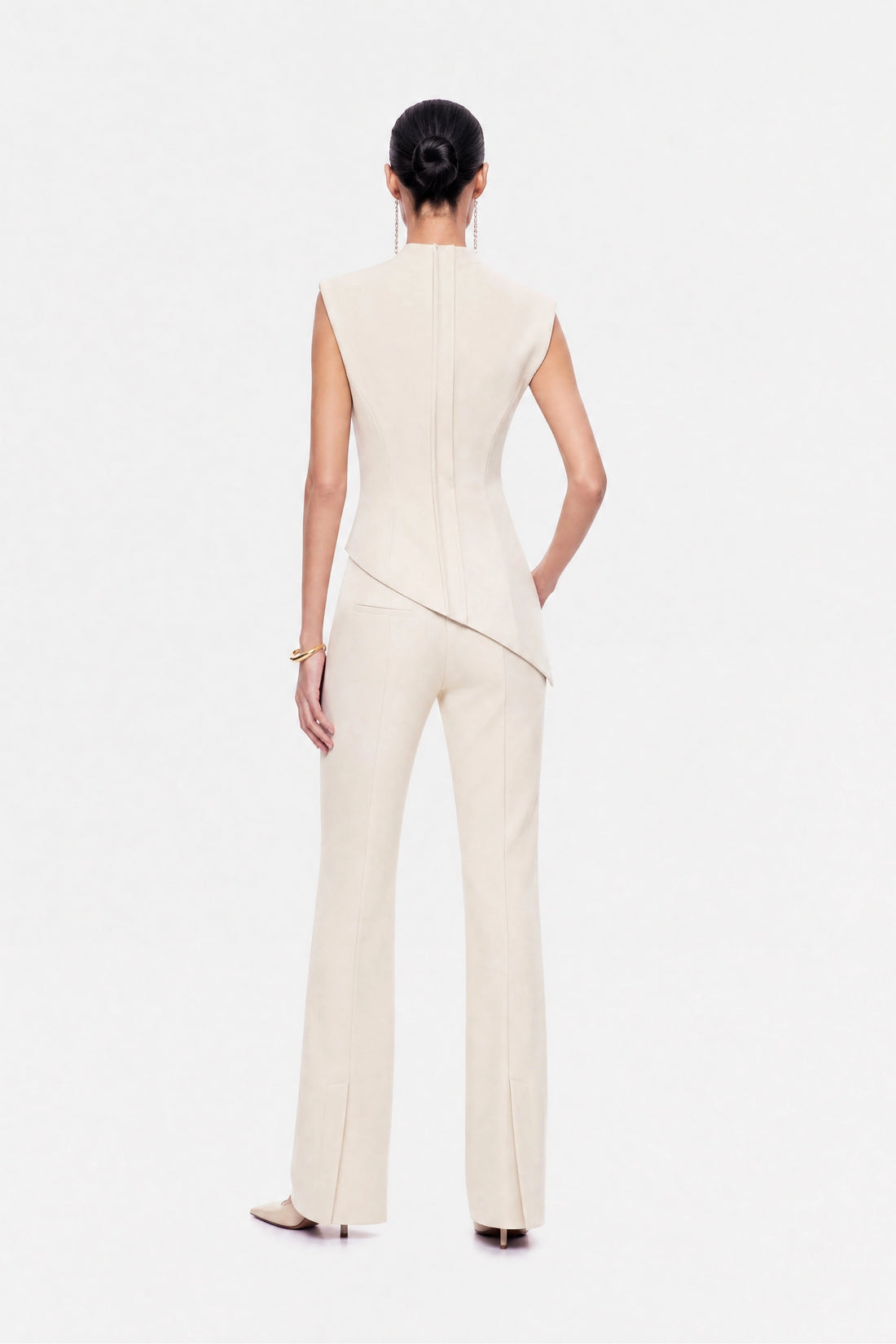 High Waist Slit Hem Trousers