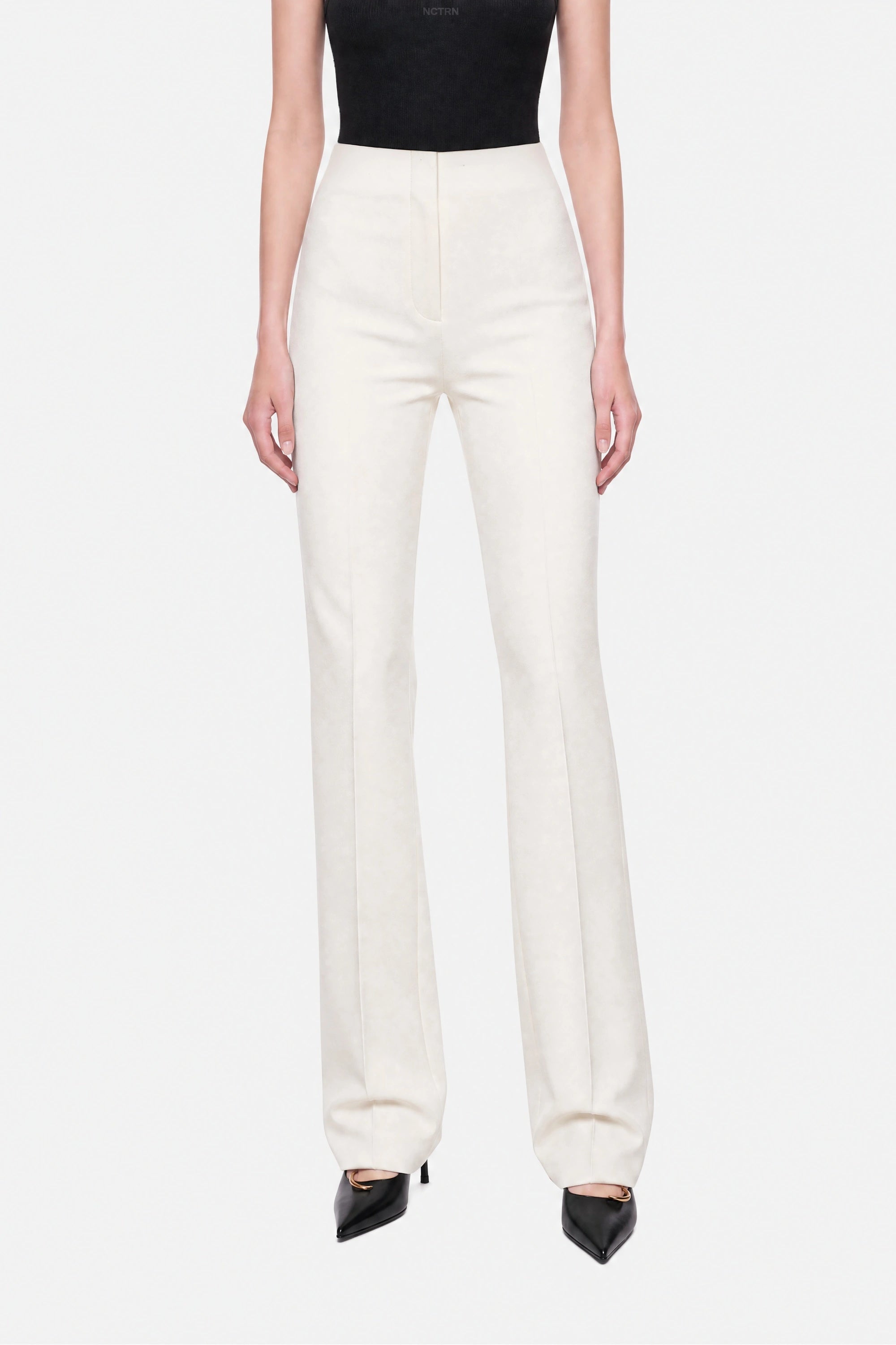 High Waist Slit Hem Trousers