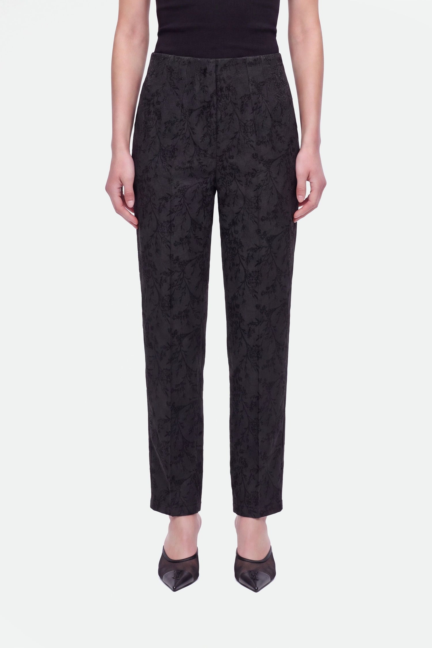 Jacquard High Waist Carrot Trousers