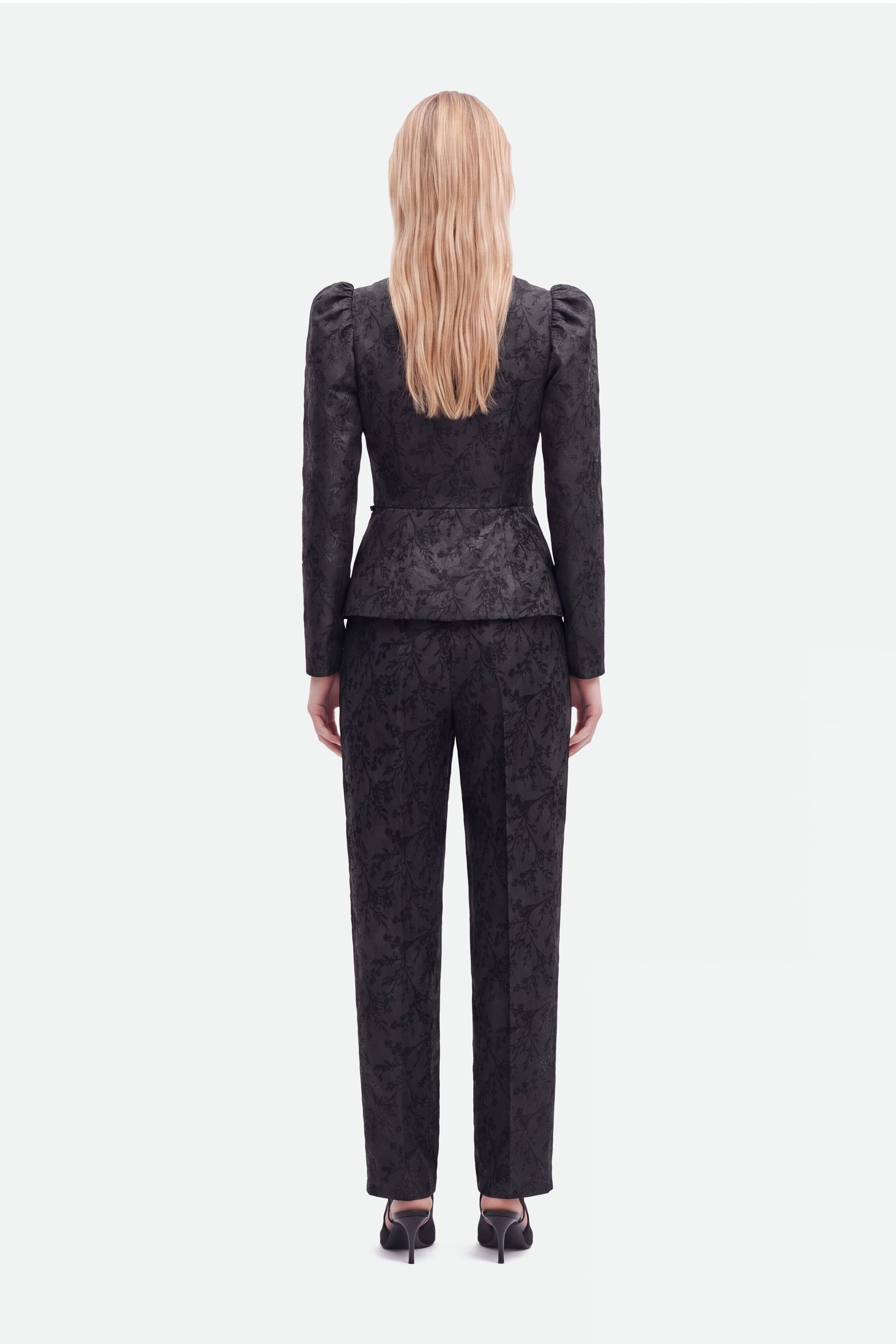 Jacquard High Waist Carrot Trousers