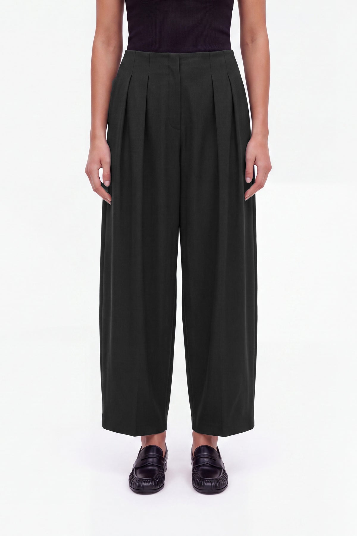 Double Pleat Belted Trousers