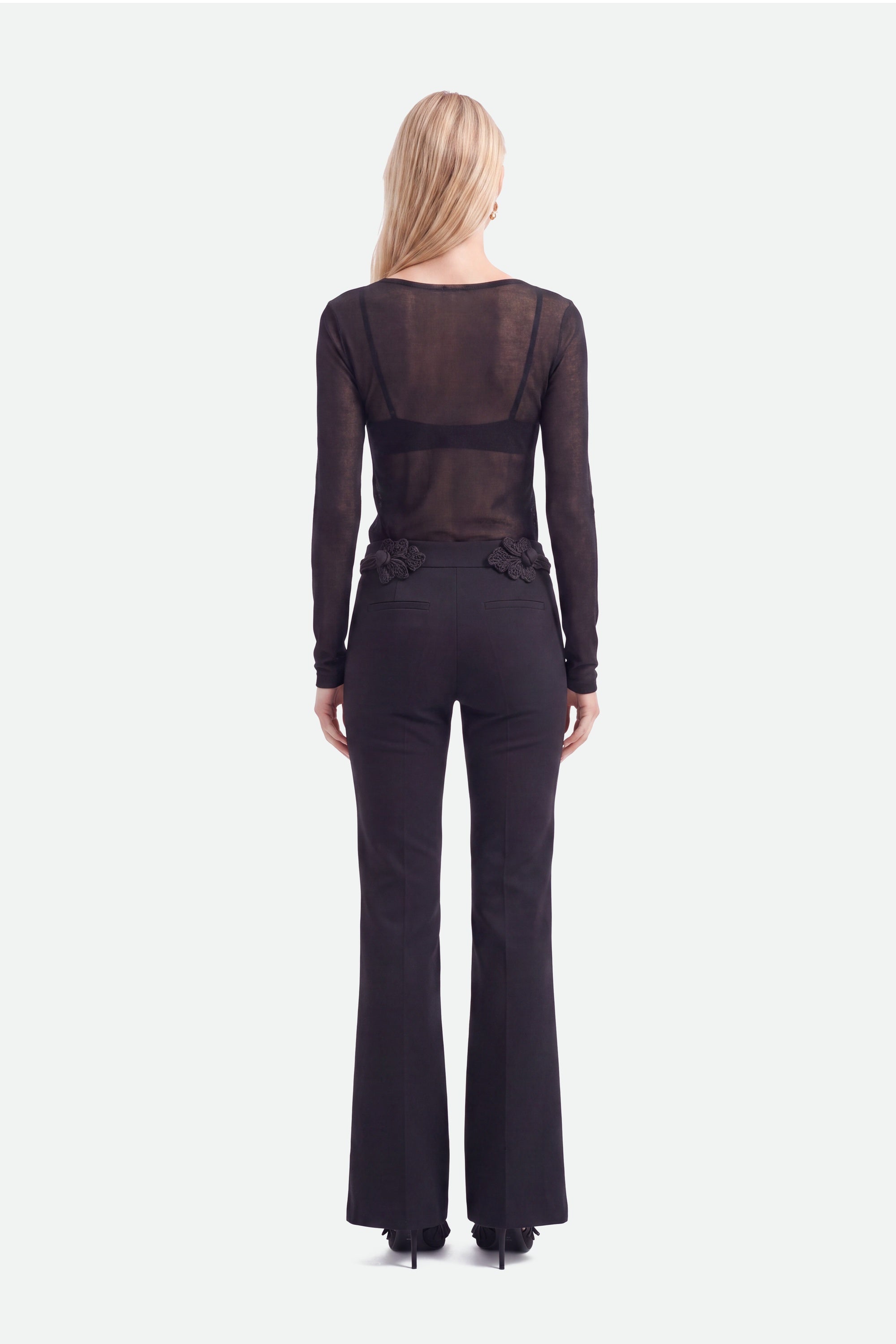 Button Accessory Flare Trousers