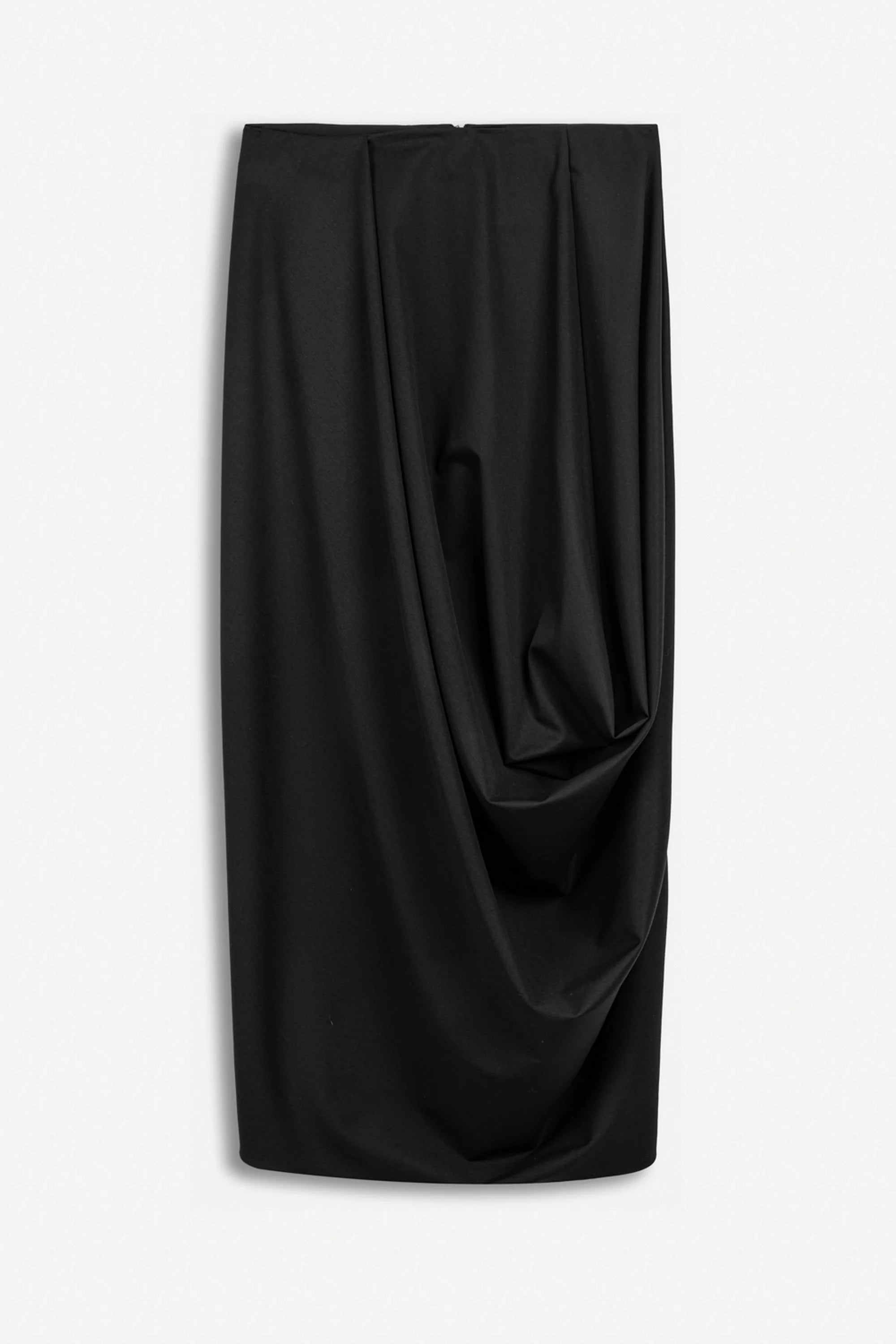 Draped Pleat Detail Midi Skirt