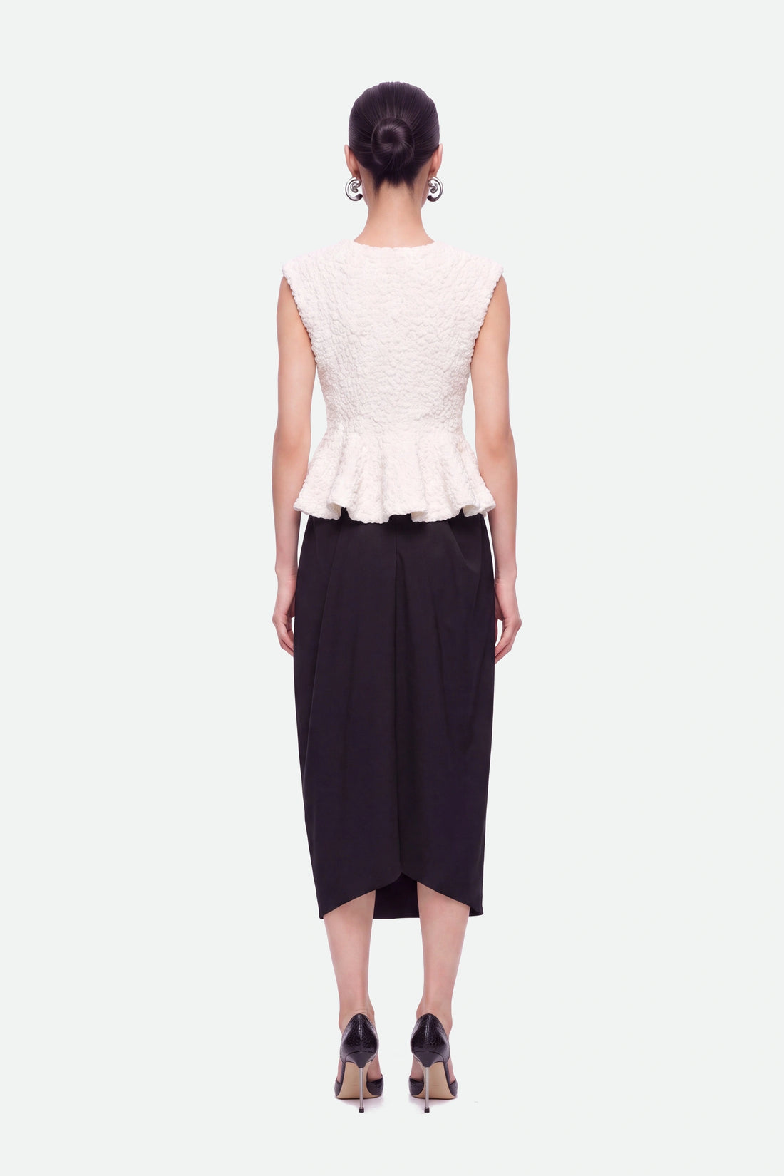 Draped Pleat Detail Midi Skirt