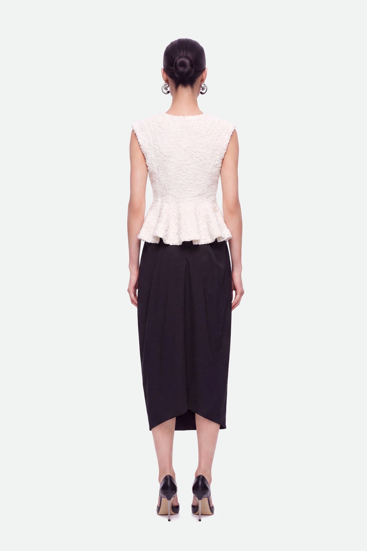 Draped Pleat Detail Midi Skirt
