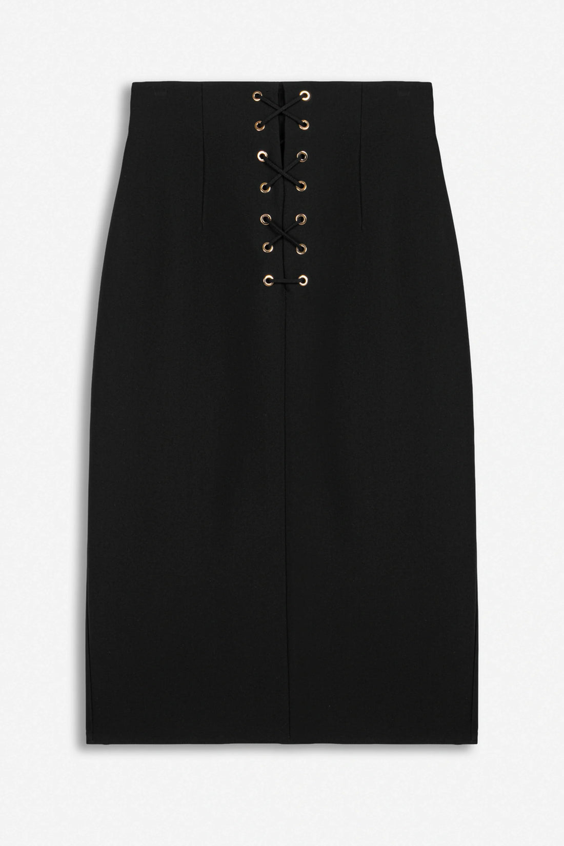 Eyelet Detail High Waist Midi Skirt