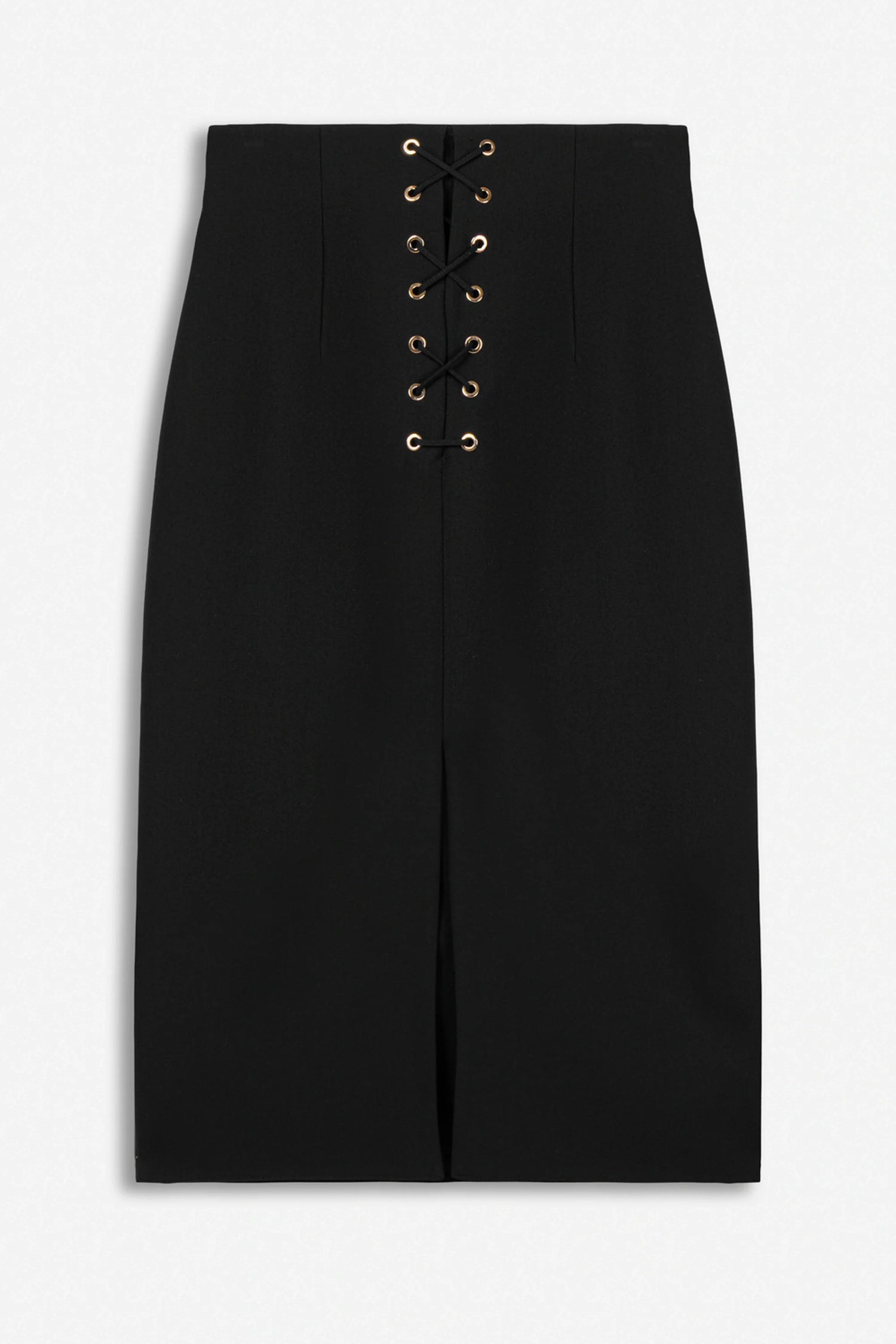 Eyelet Detail High Waist Midi Skirt