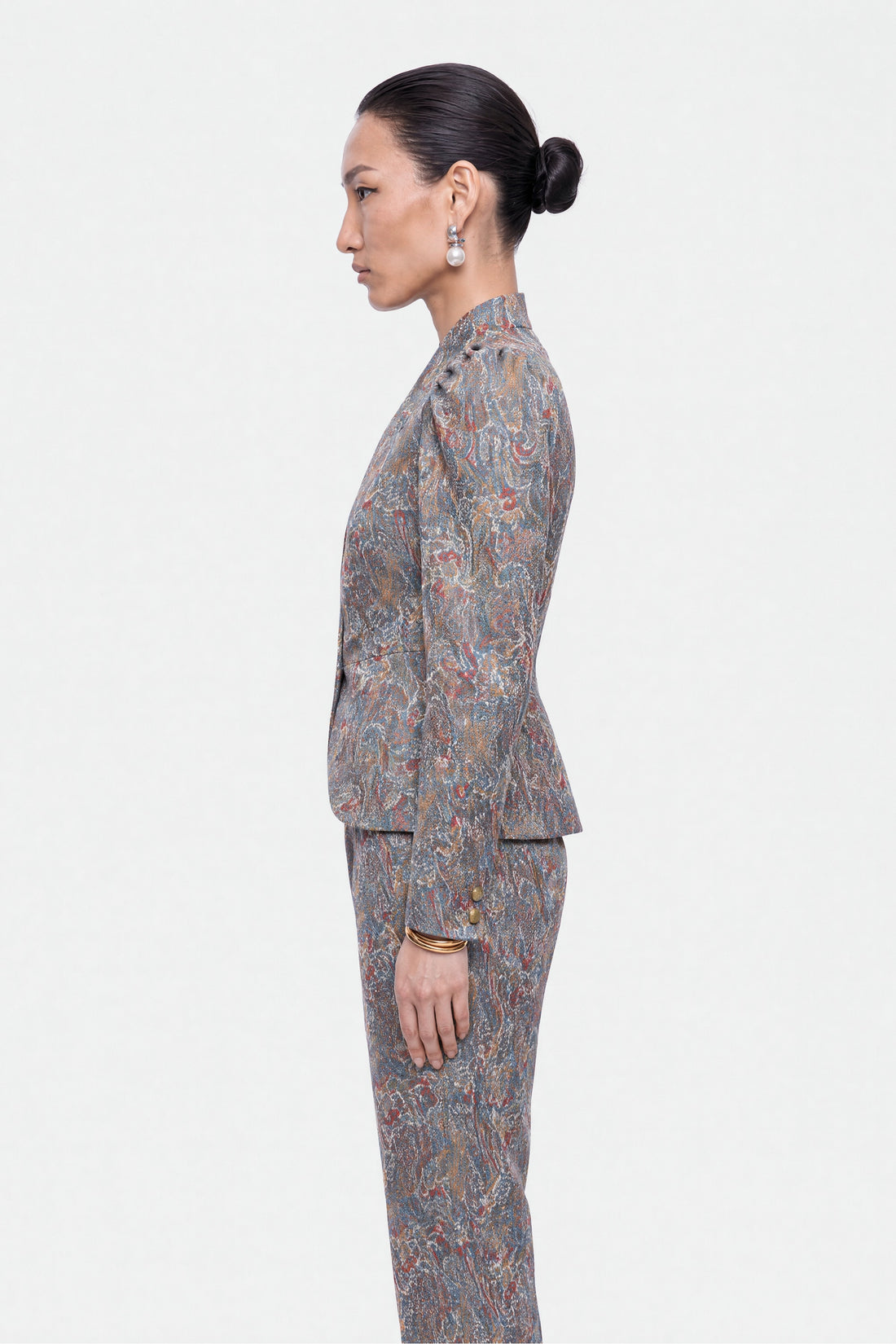 Jacquard Stand Collar Jacket