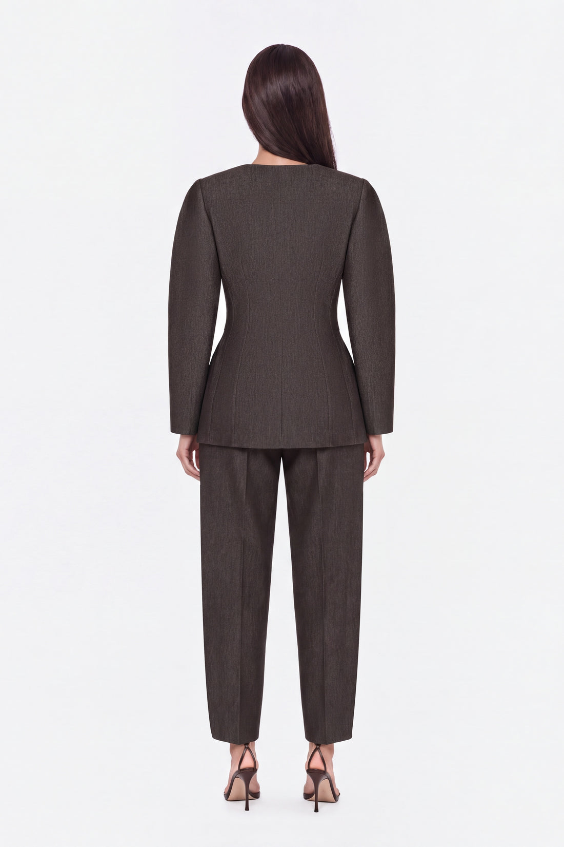 Croc Effect Belted Collarless Jacket