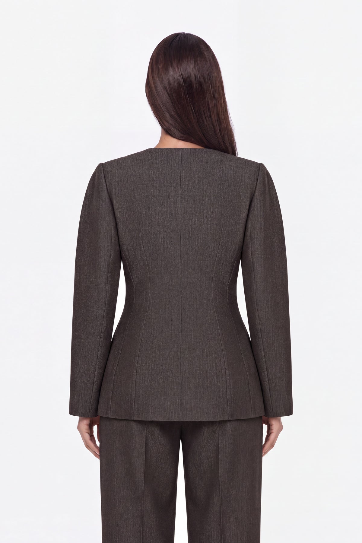 Croc Effect Belted Collarless Jacket