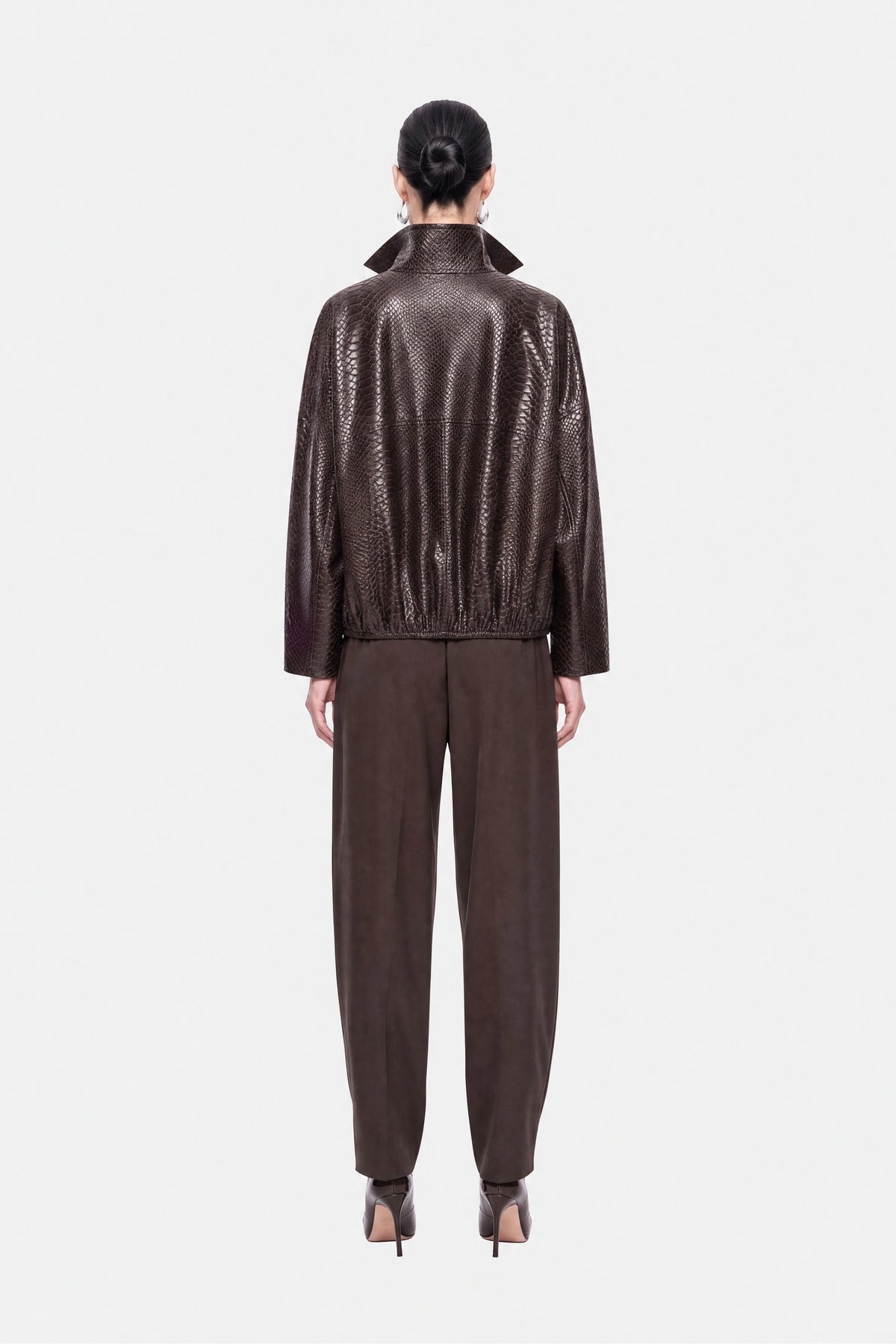 Snake Effect Leather Jacket