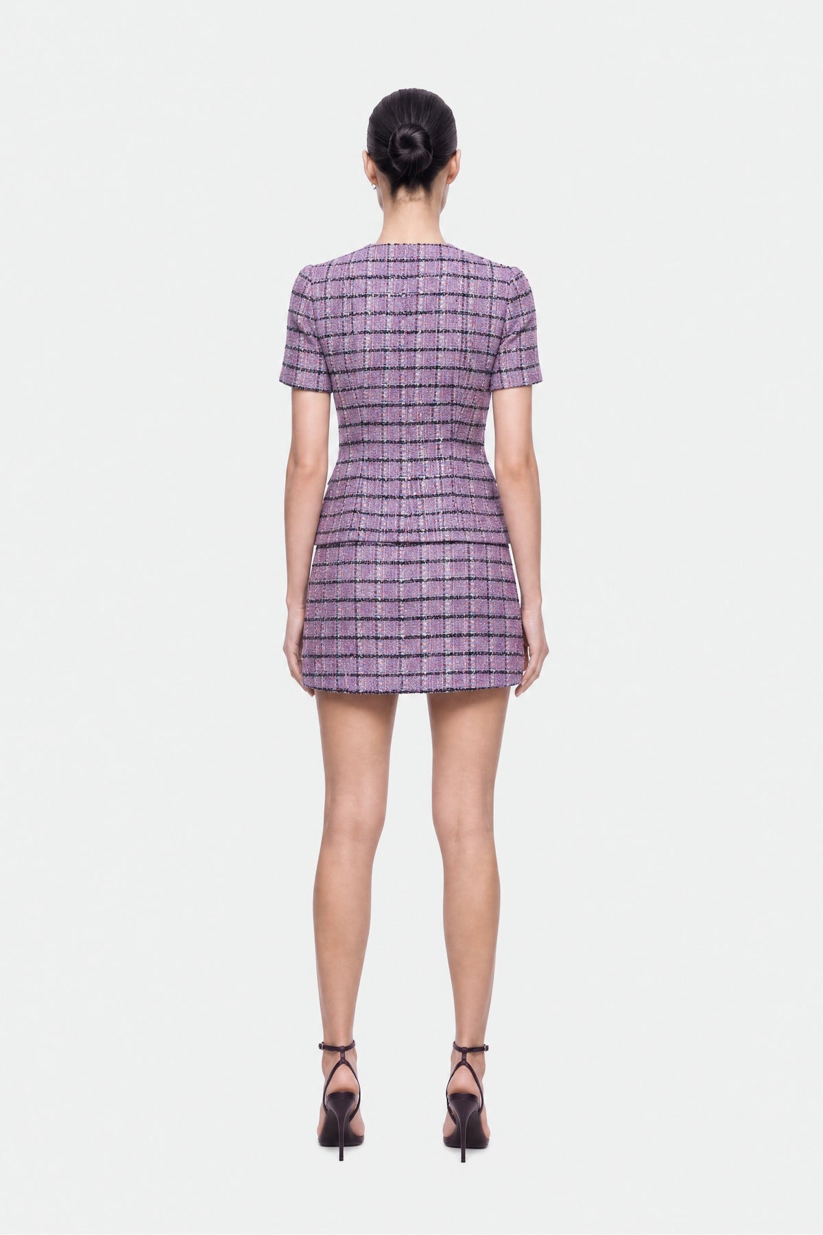 Short Sleeve Tweed Peplum Jacket