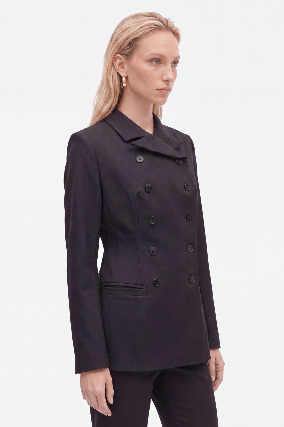 Padded Shoulder Double Breasted Jacket