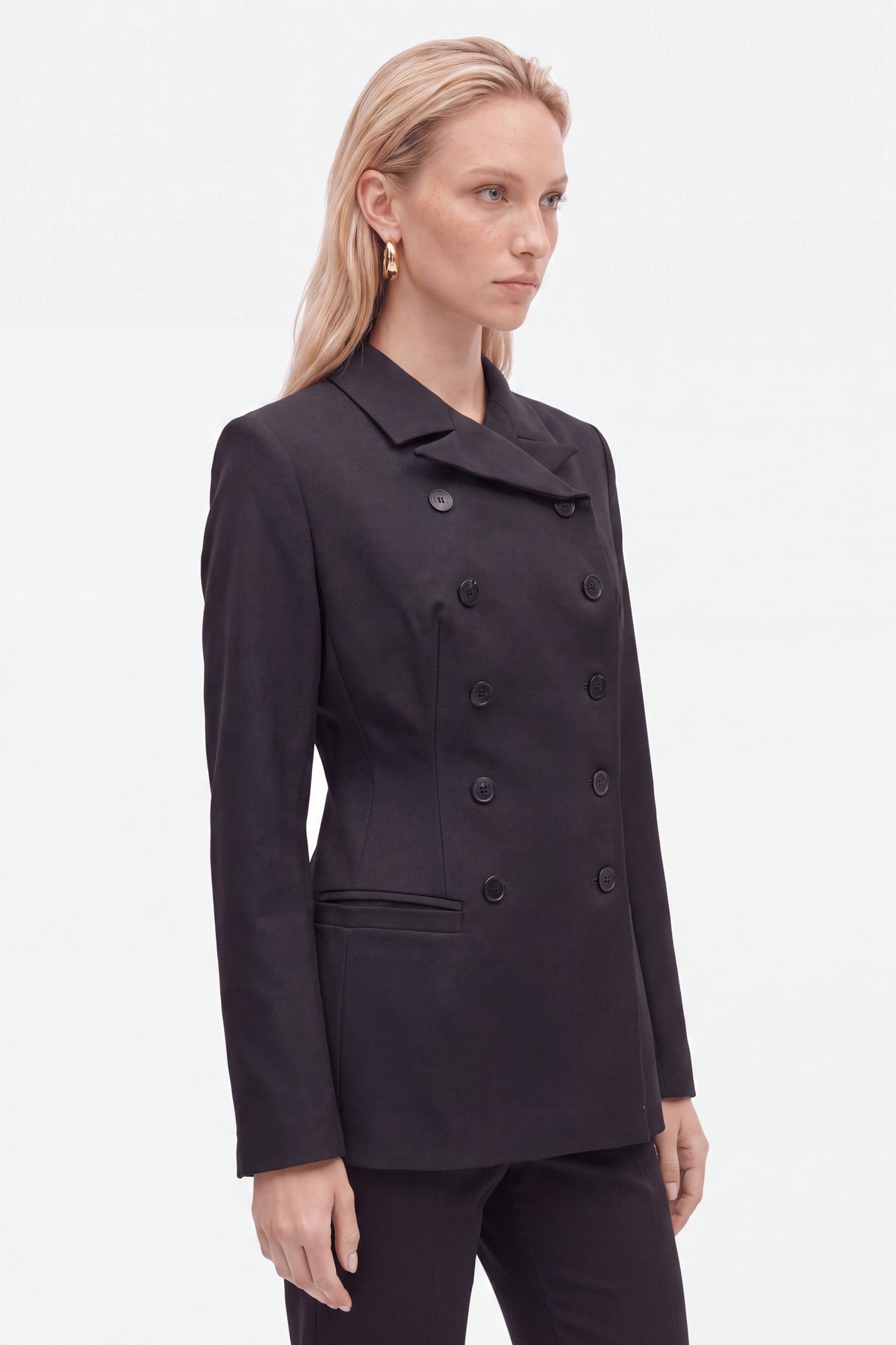 Padded Shoulder Double Breasted Jacket