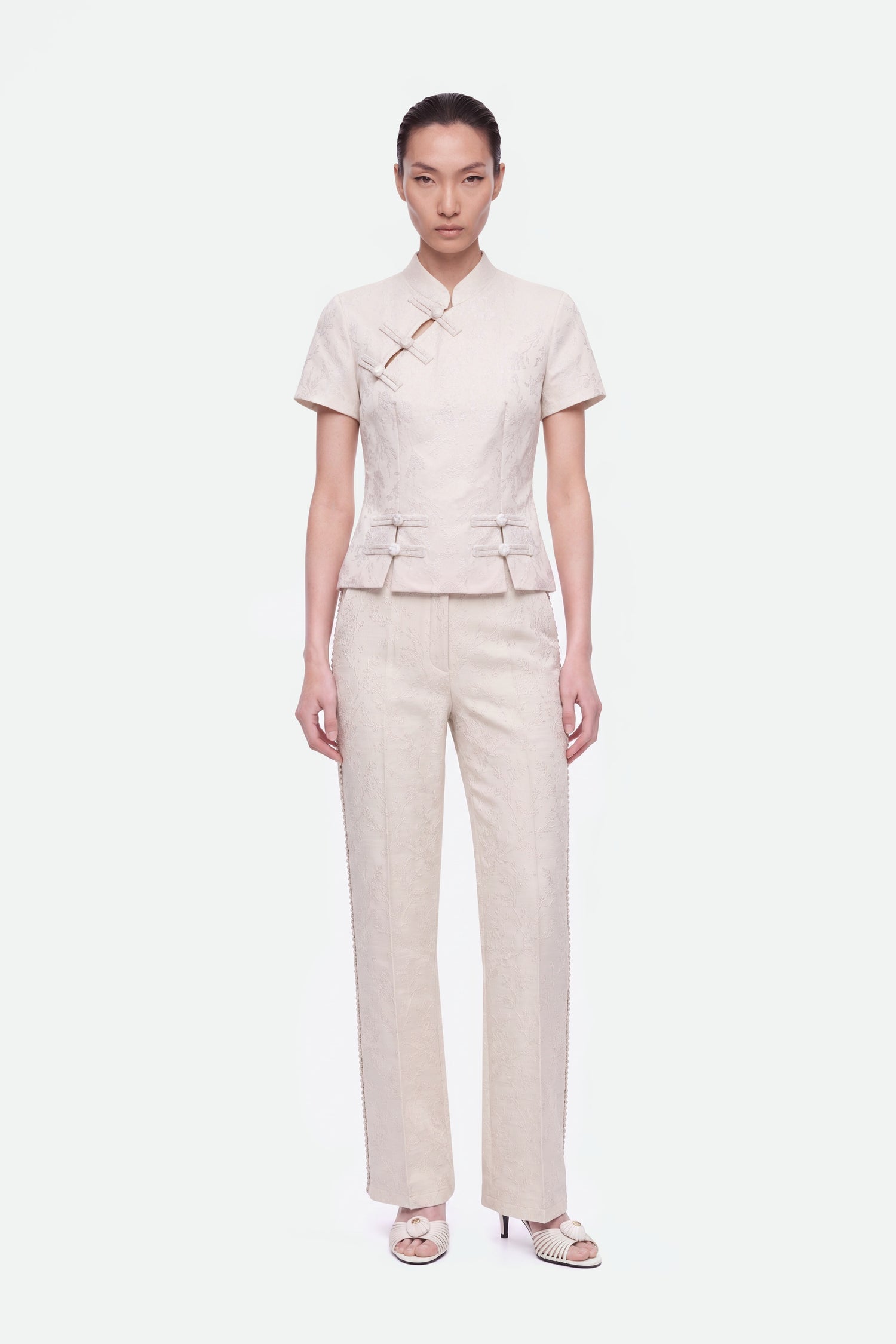 Chinese Button Accessory Blouse