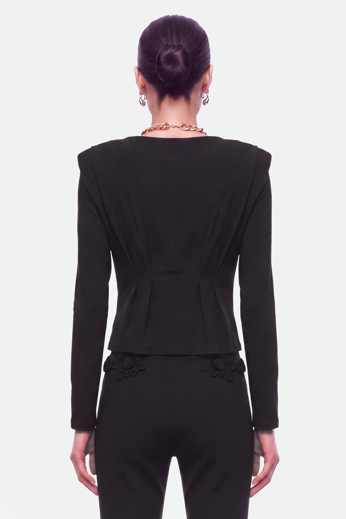 Bow Button Draped Blouse
