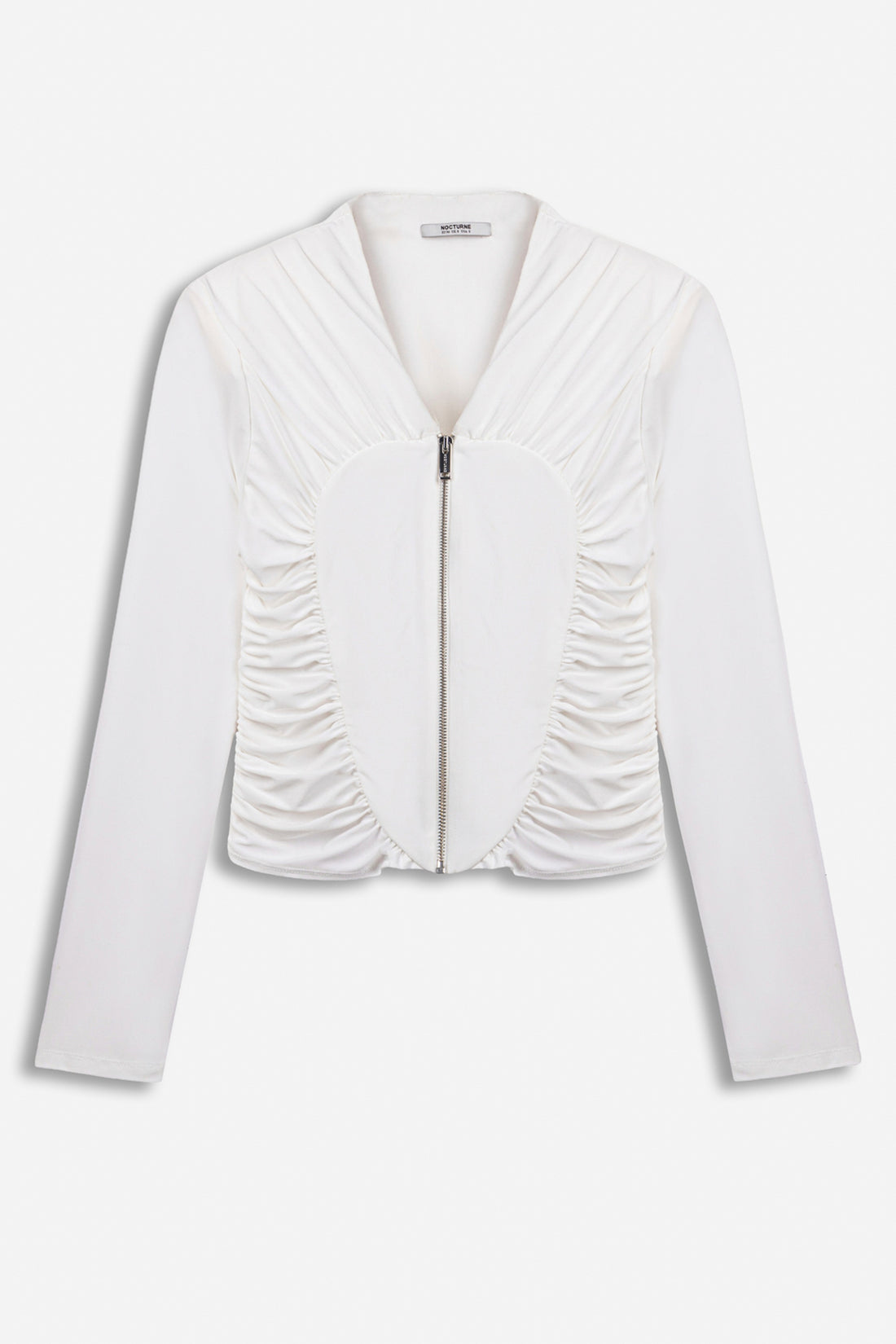 Ruched Metal Zip Blouse