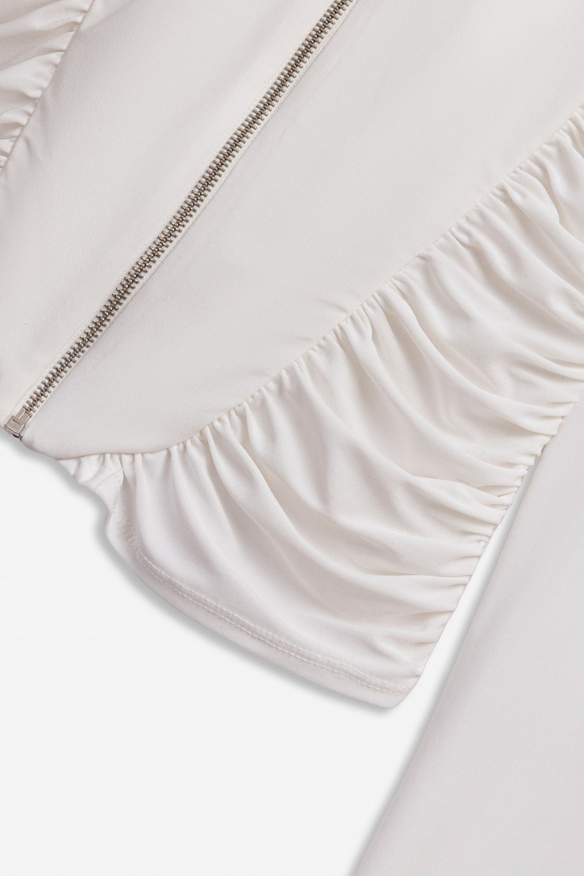 Ruched Metal Zip Blouse