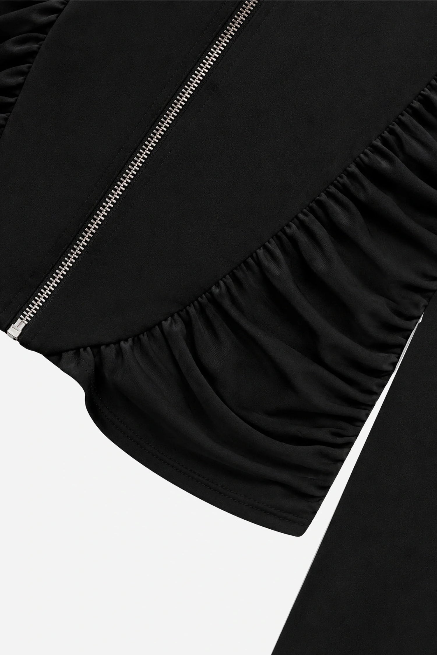 Ruffle Trim Zip Front Blouse
