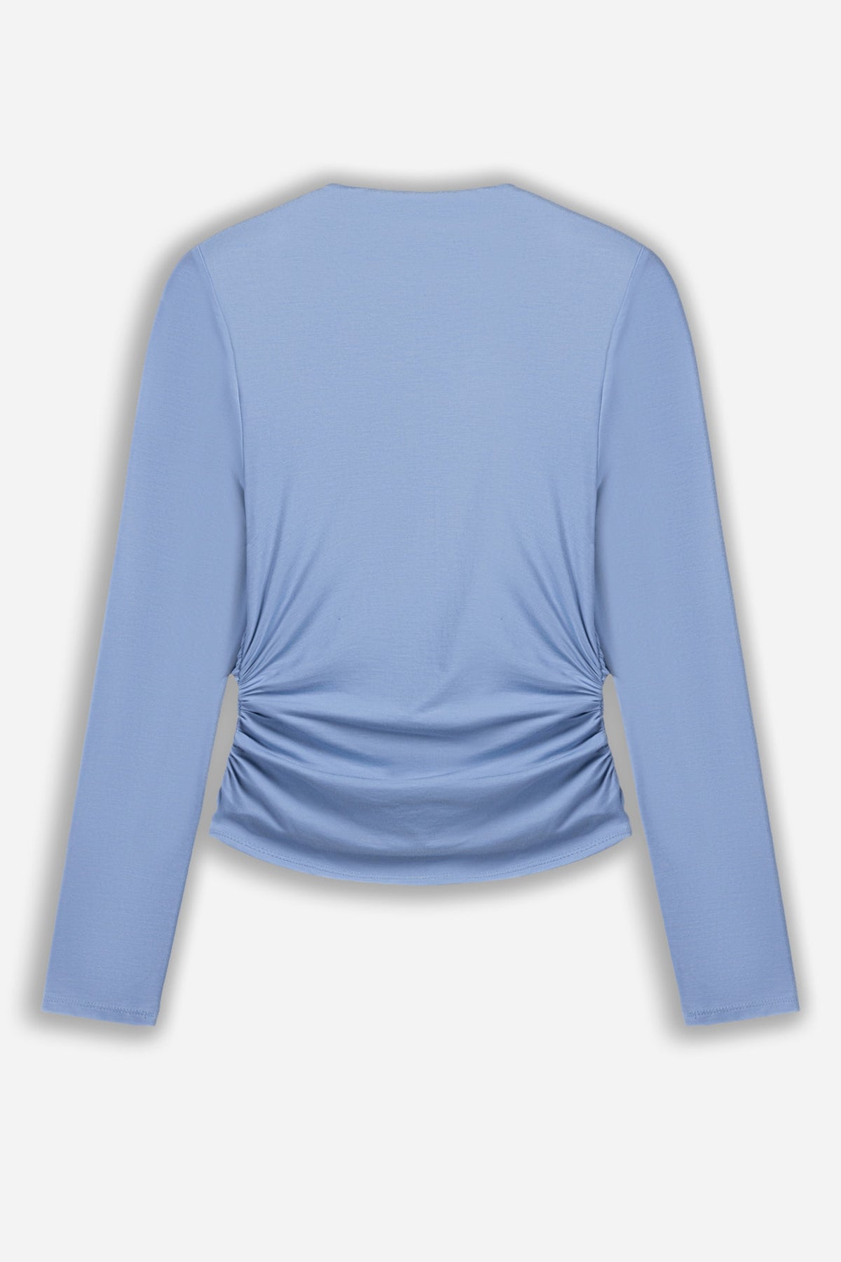 Ruched Metal Zip Blouse