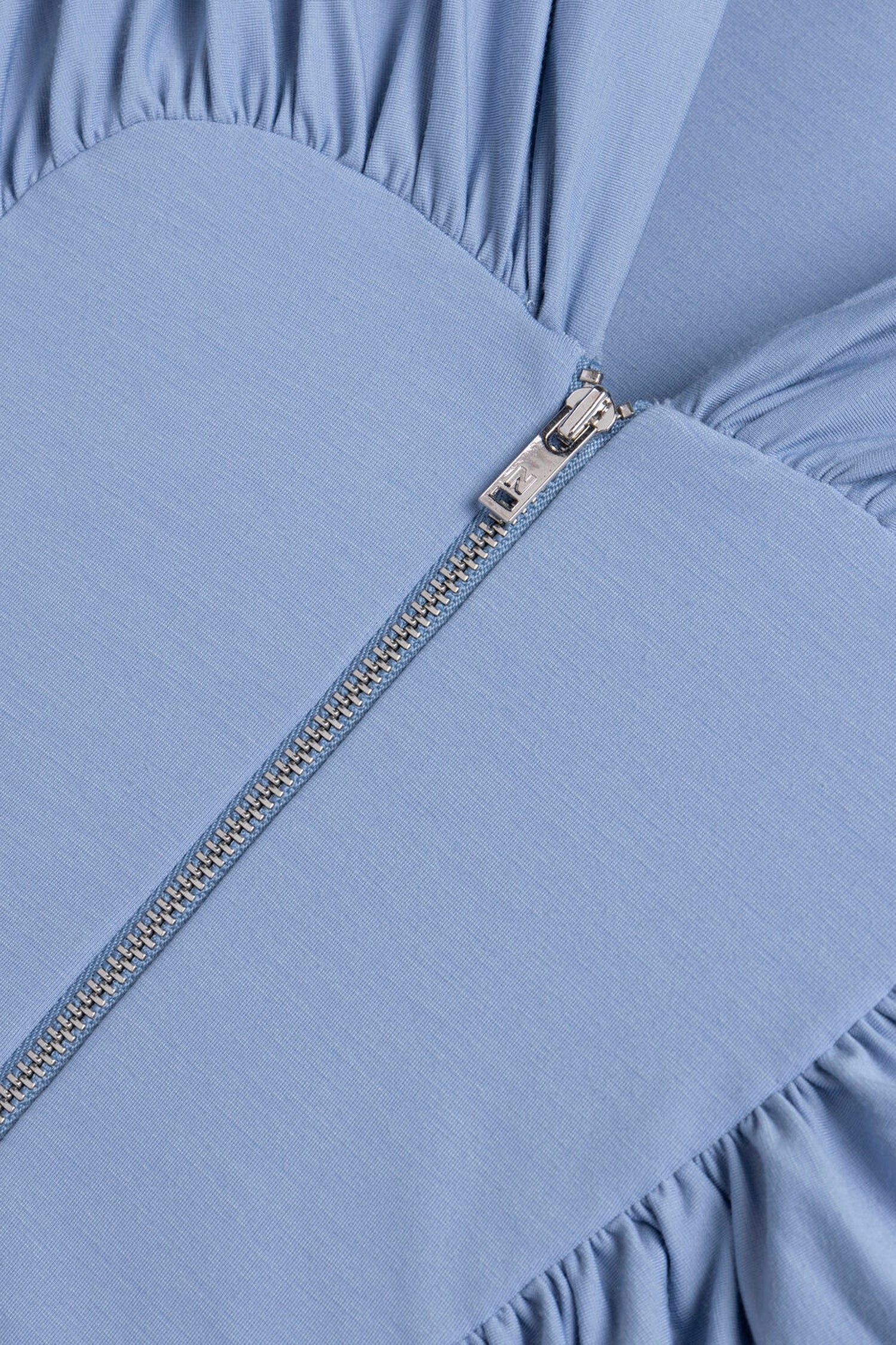 Ruched Metal Zip Blouse