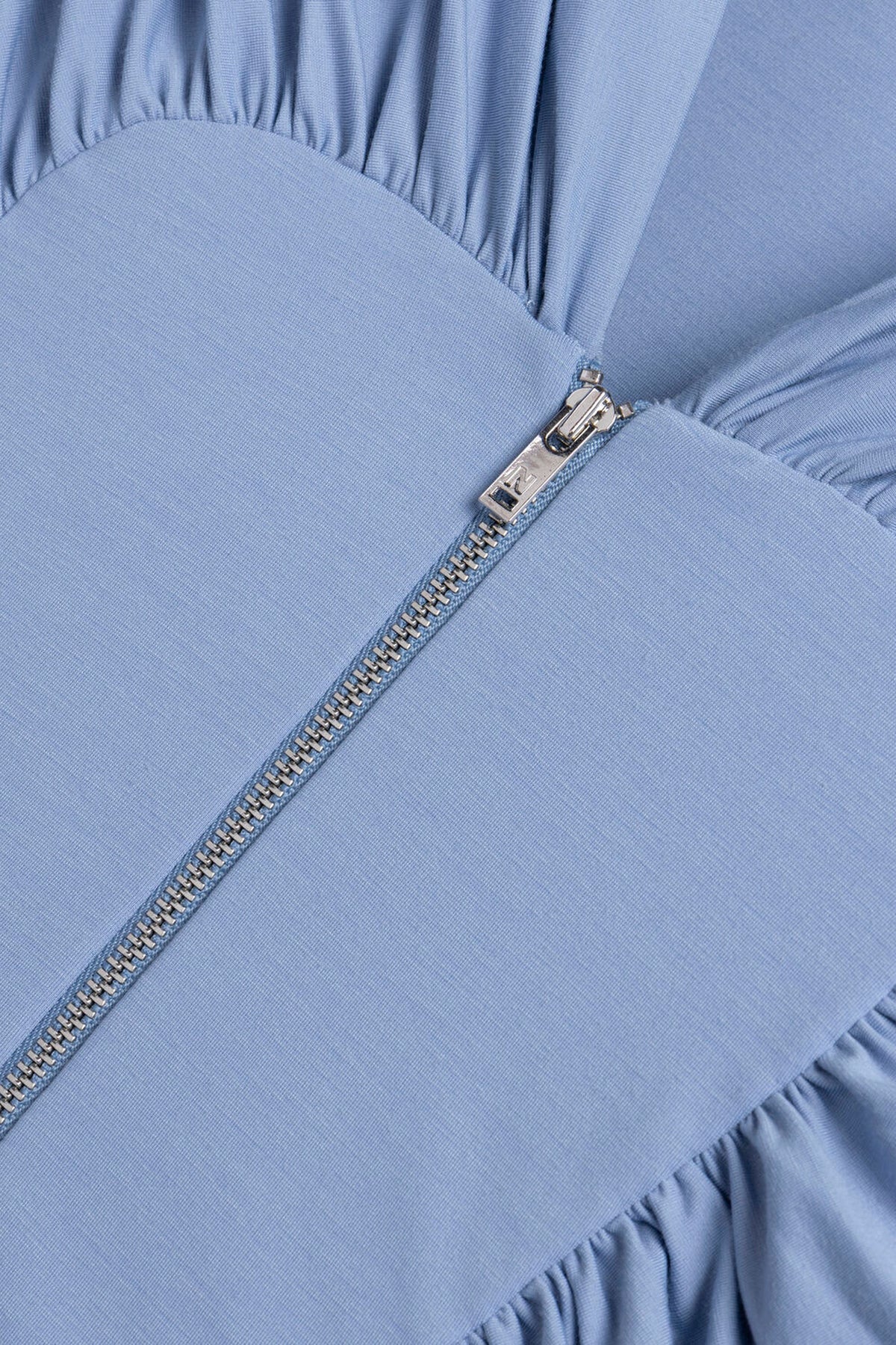 Ruched Metal Zip Blouse