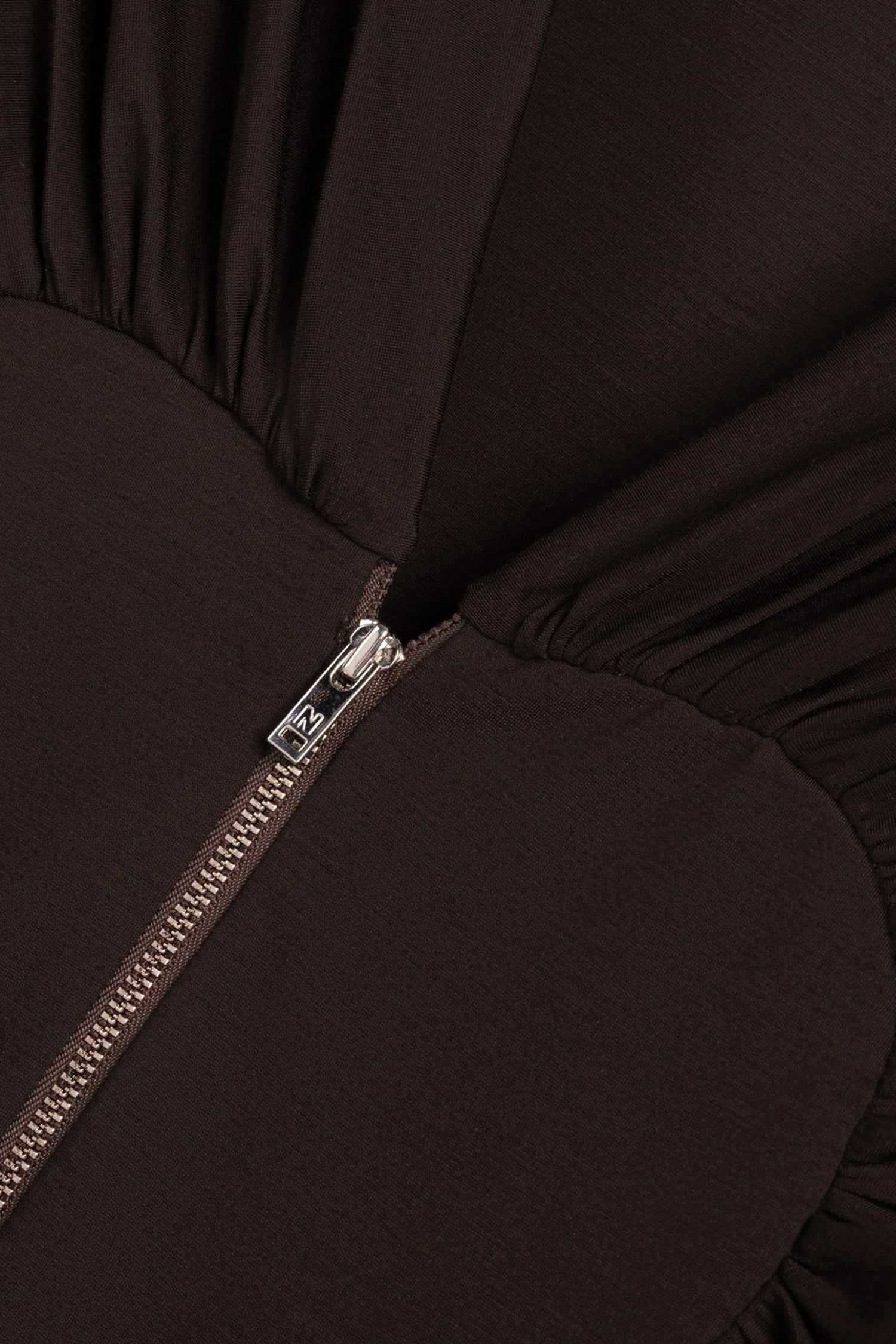 Ruffle Trim Zip Front Blouse