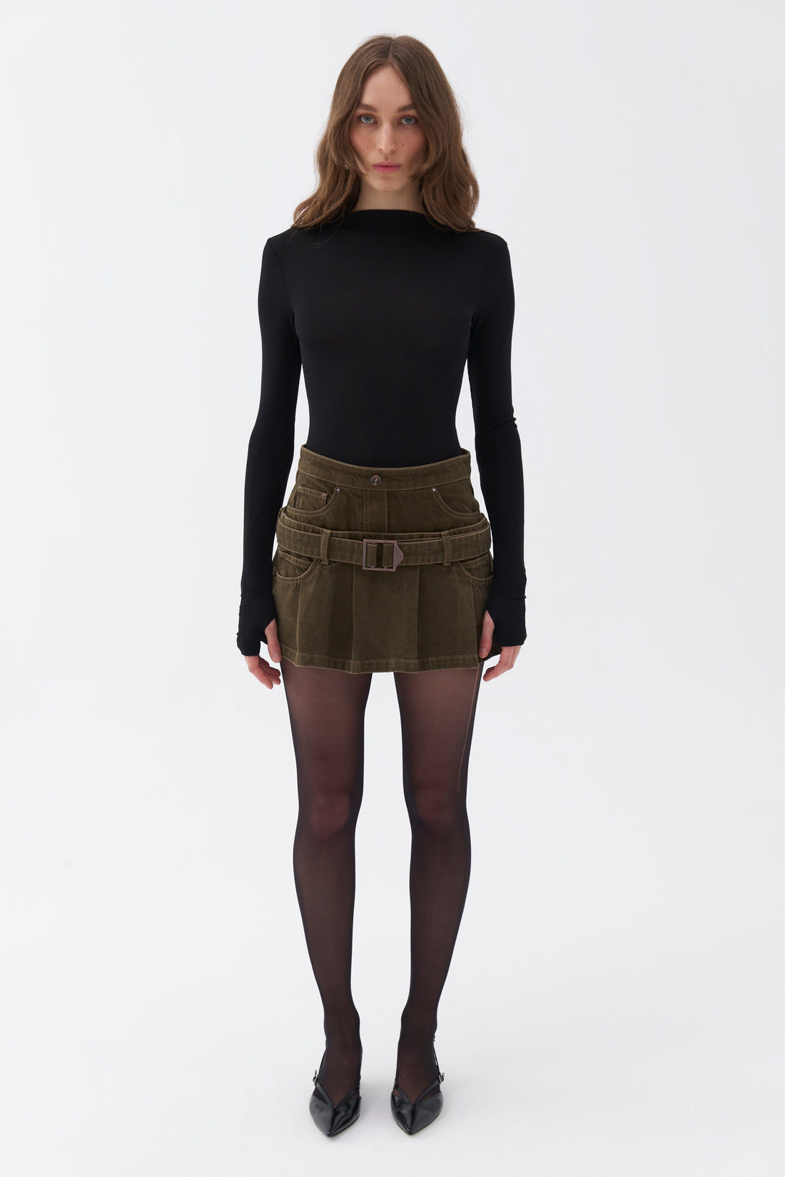 Mini Jean Skirt with Belt Detail (Final Sale)